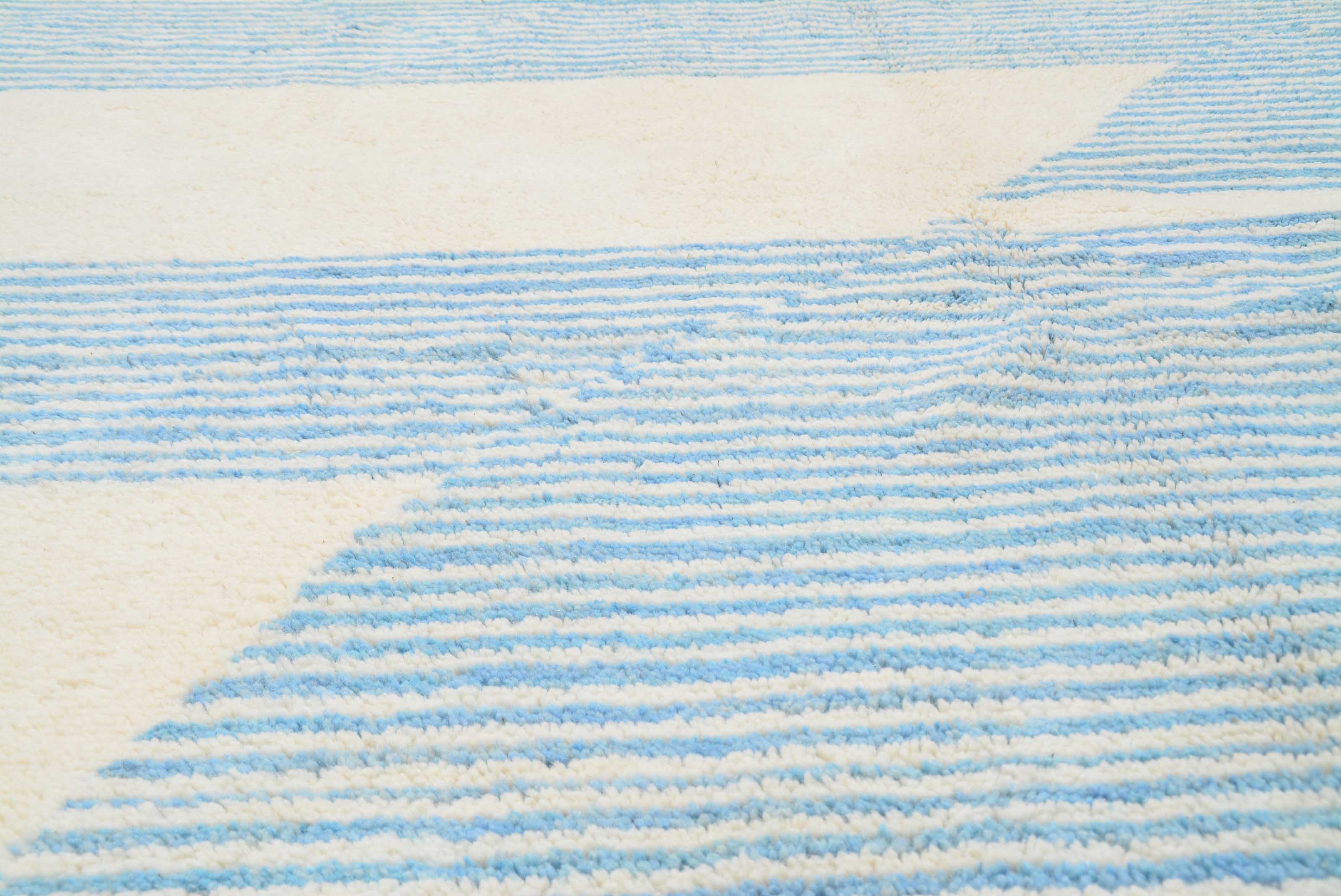 Arrow Sky | Bespoke Sleek Aqua Geometric Azilal Rug - Image 2