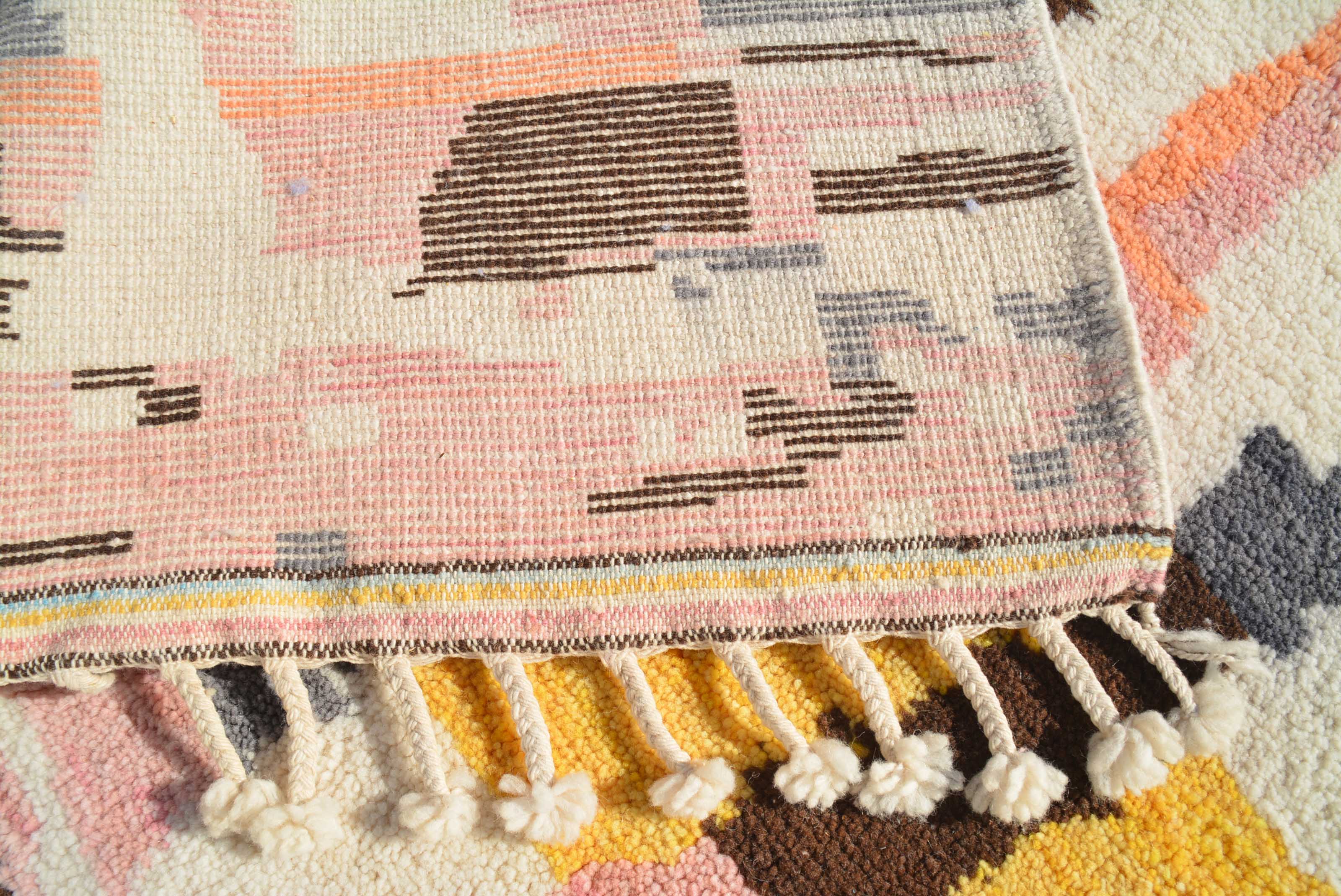 Azilal Treasure (6'2" x 8'10") - Abstract Multicolor Vertical Broken Stripe Azilal Rug - Image 4