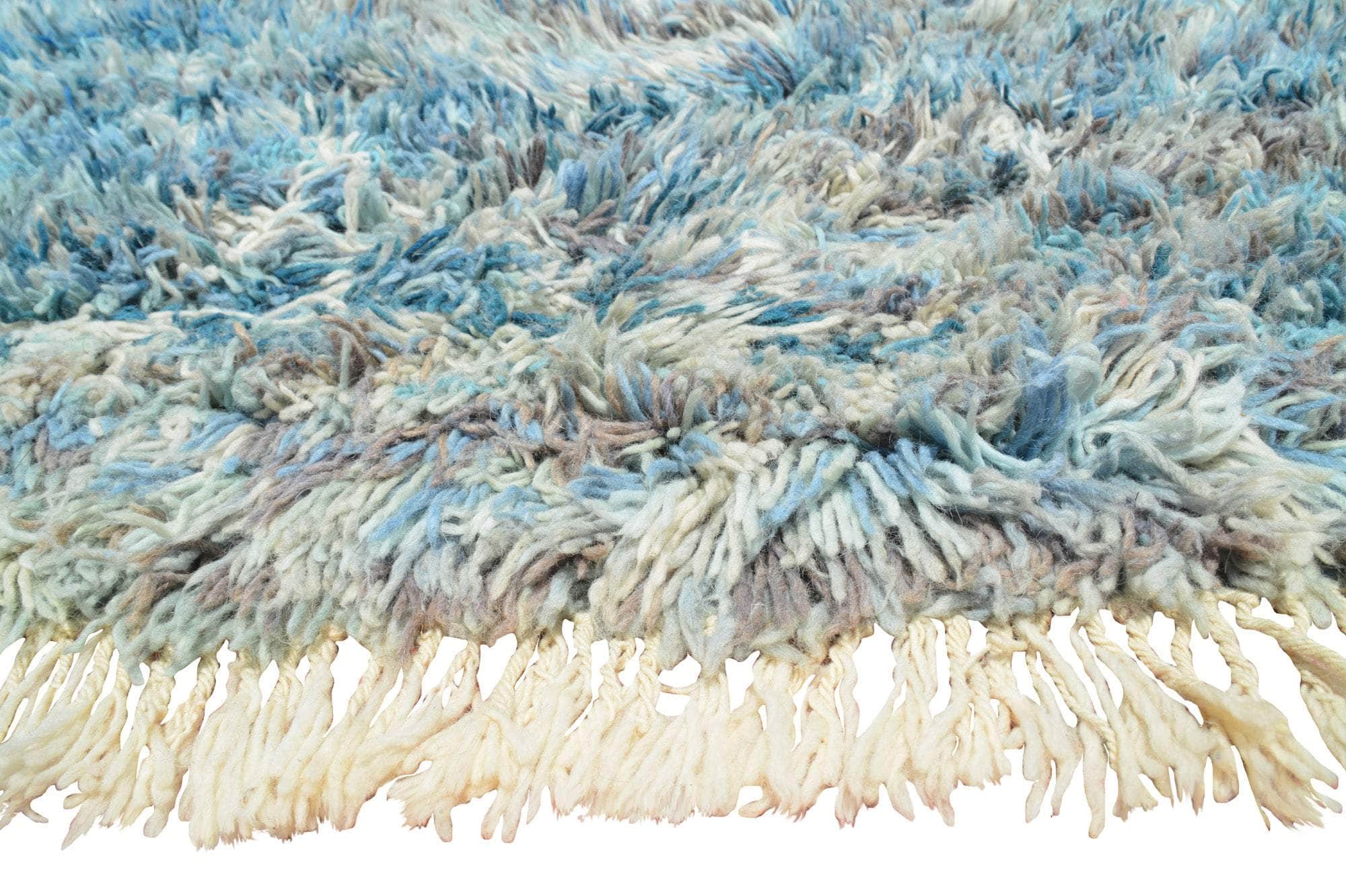 Bahamas (5'6" x 8'0") - Ultra Shaggy Ocean Blue & White Moroccan Rug - Image 3