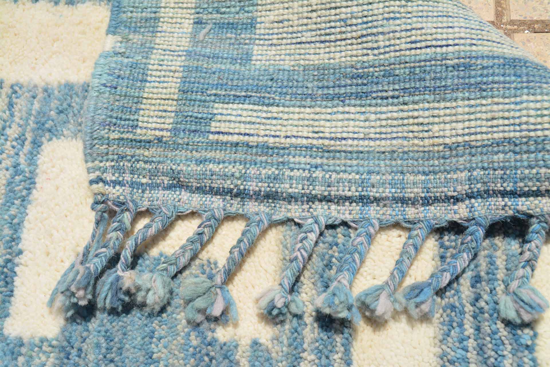 Blue Kuba (4' x 5'10") - Bold Geometric Azilal Rug - Image 4