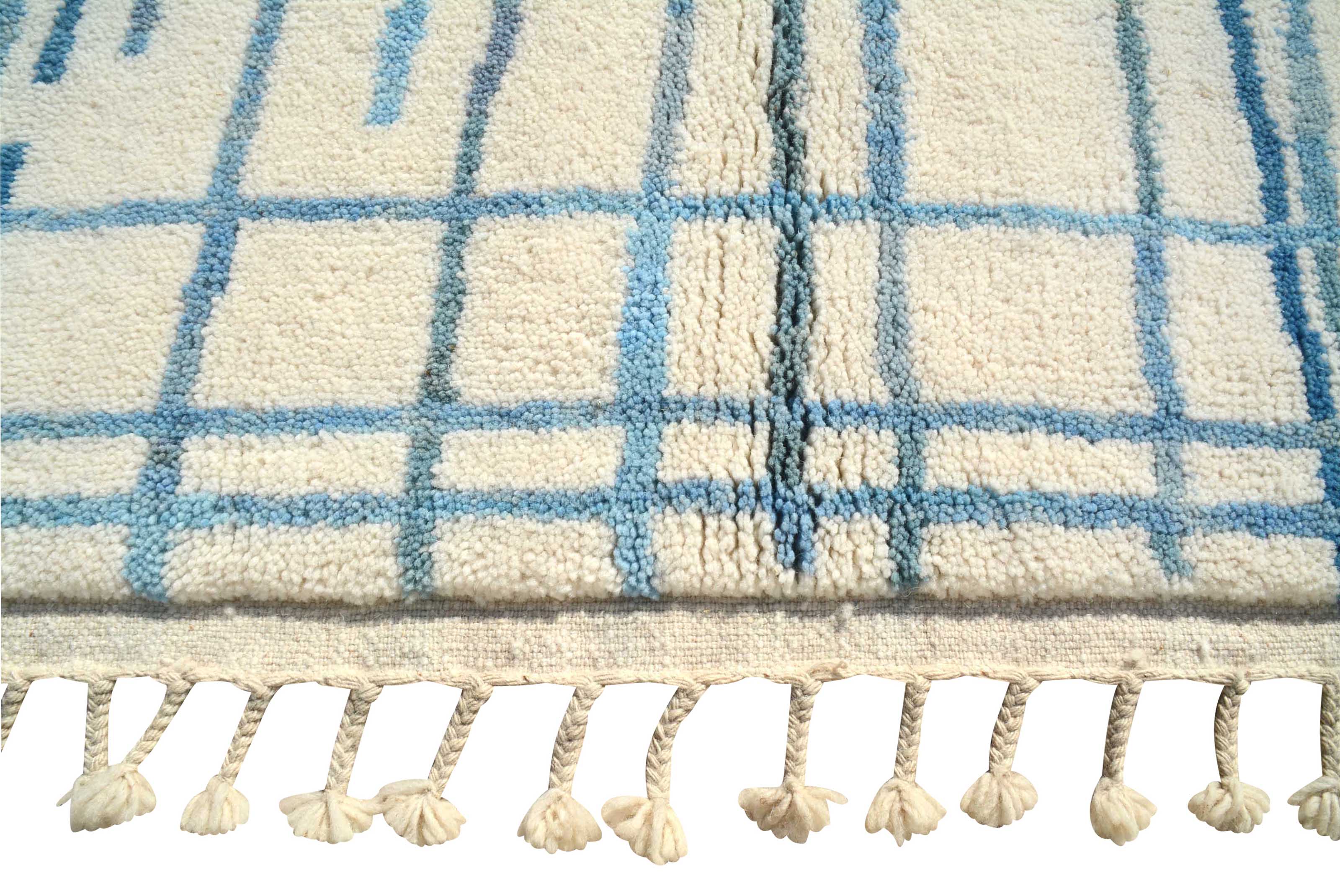 BlueStreak | Bespoke Minimalist Blue Line Azilal Rug - Image 3