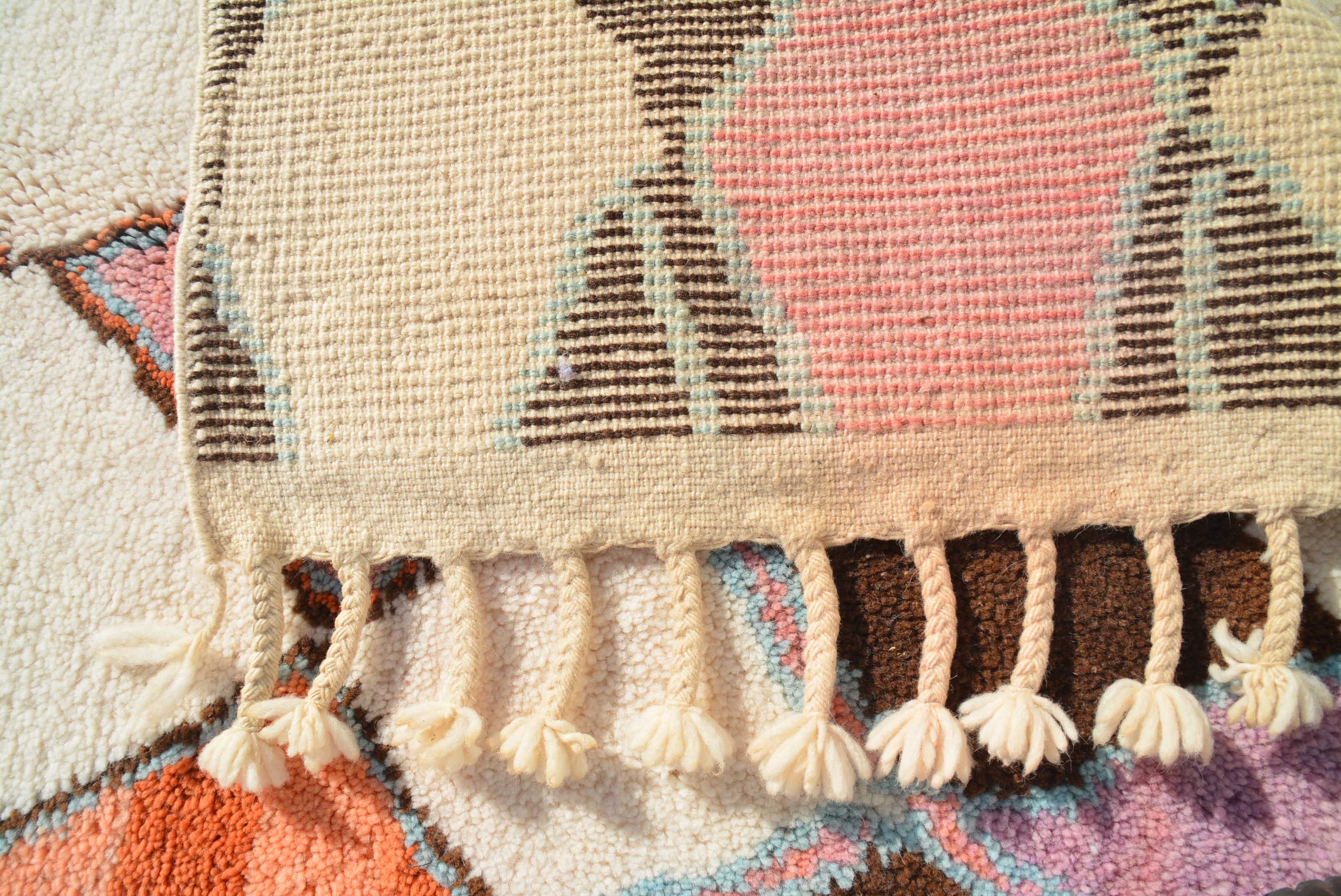 Blushing Orange - Custom Bespoke Orange & Pink Diamond Moroccan Azilal Berber Rug - Image 4