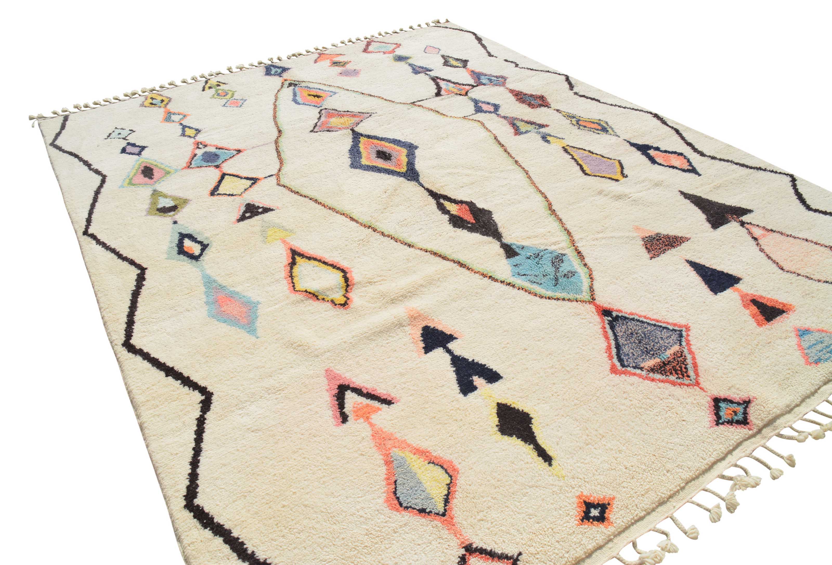 Brilliant Day (9'4" x 11'6") - Abstract Multicolor Tribal Diamond Totem Azilal Rug - Image 5