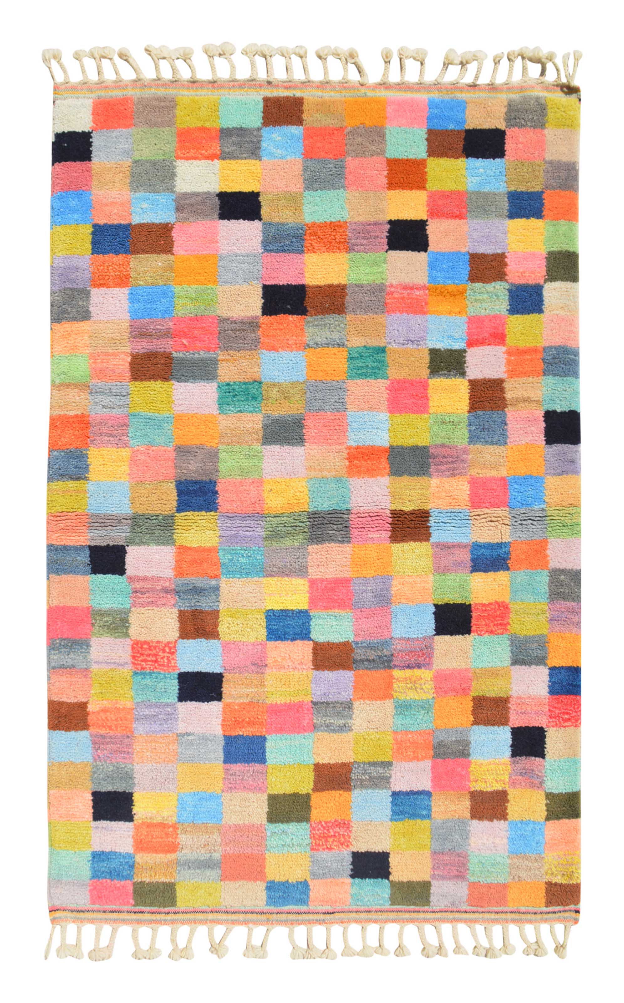 Candy (4'0" x 6'0") - Colorful Mosaic Moroccan Area Rug - Hand-Dyed Wool