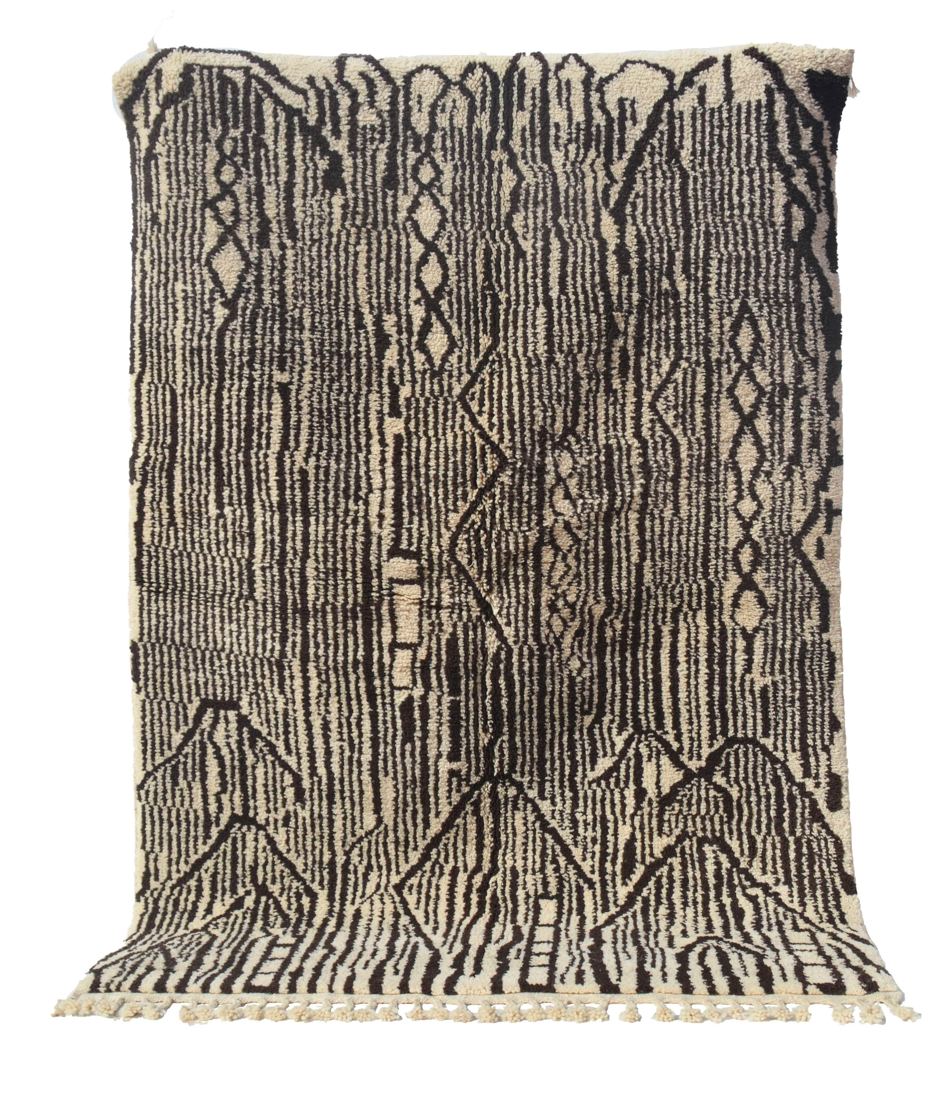 Chasing - Custom Bespoke Charcoal & Cream Abstract Moroccan Azilal Berber Rug - Image 5