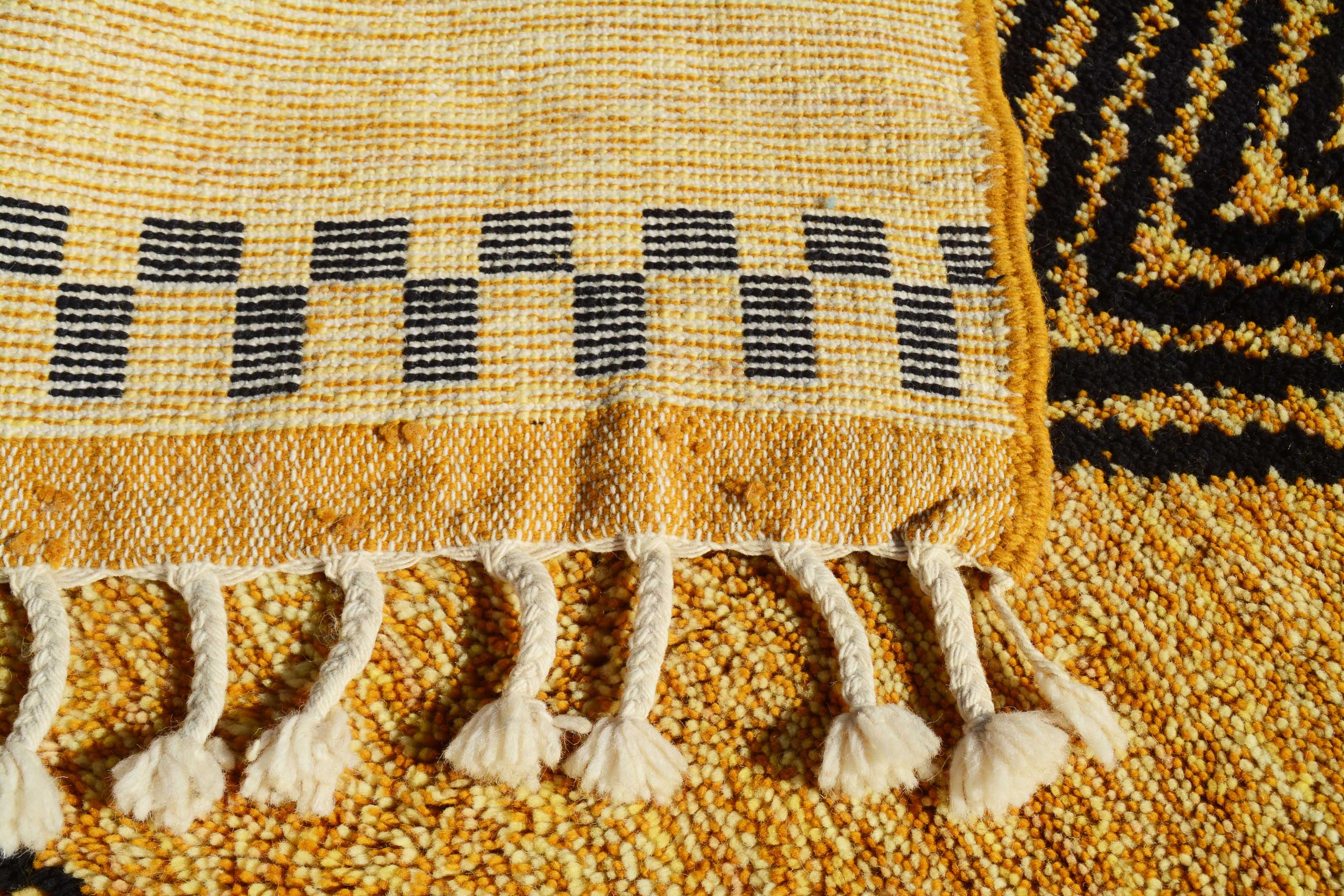 Elijah (6'0" x 8'10") - Abstract Golden Yellow Tribal Symbol Berber Rug - Image 5