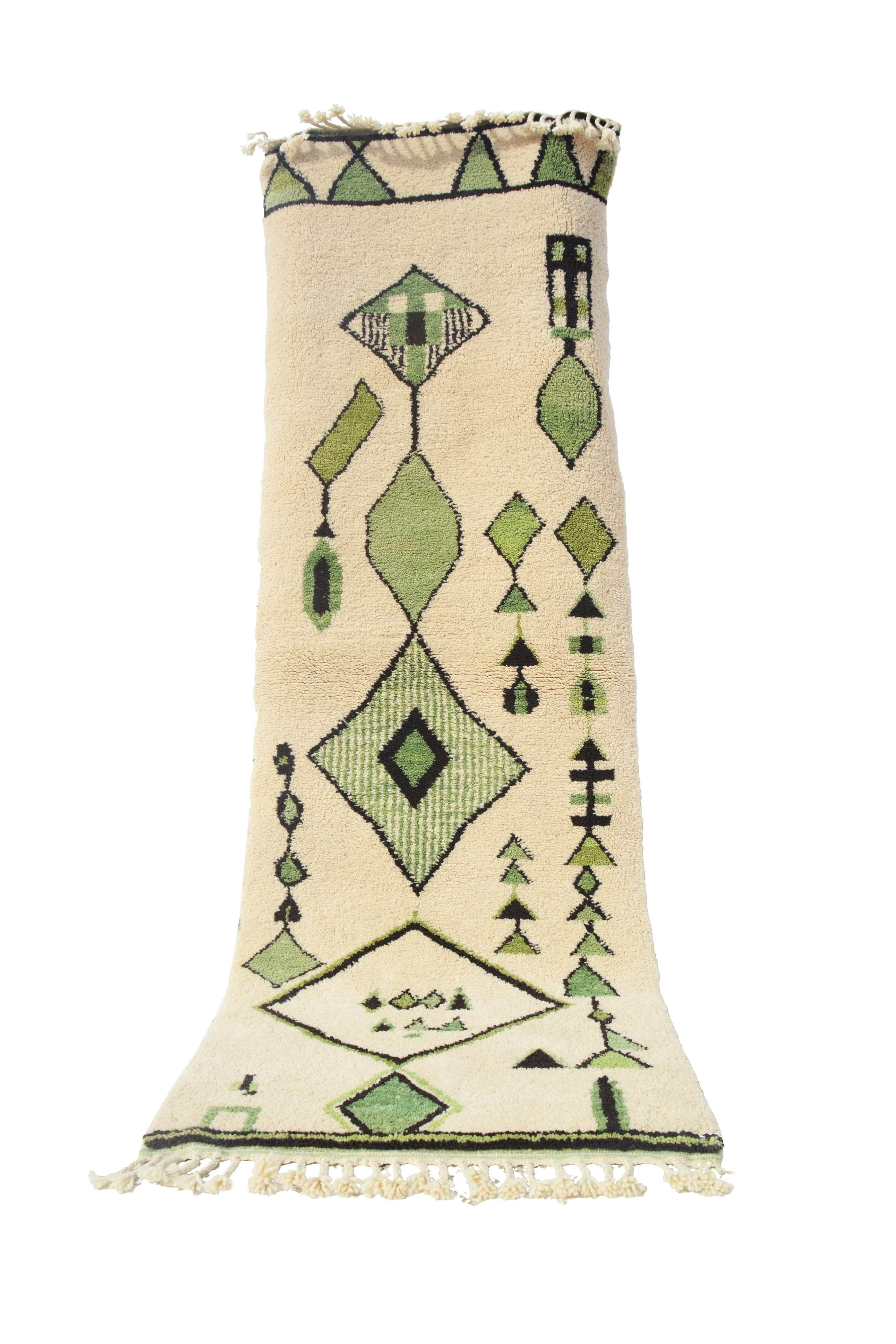 Falling (3'1" x 9'2") - Mint & Sage Green Tribal Moroccan Runner - Image 5