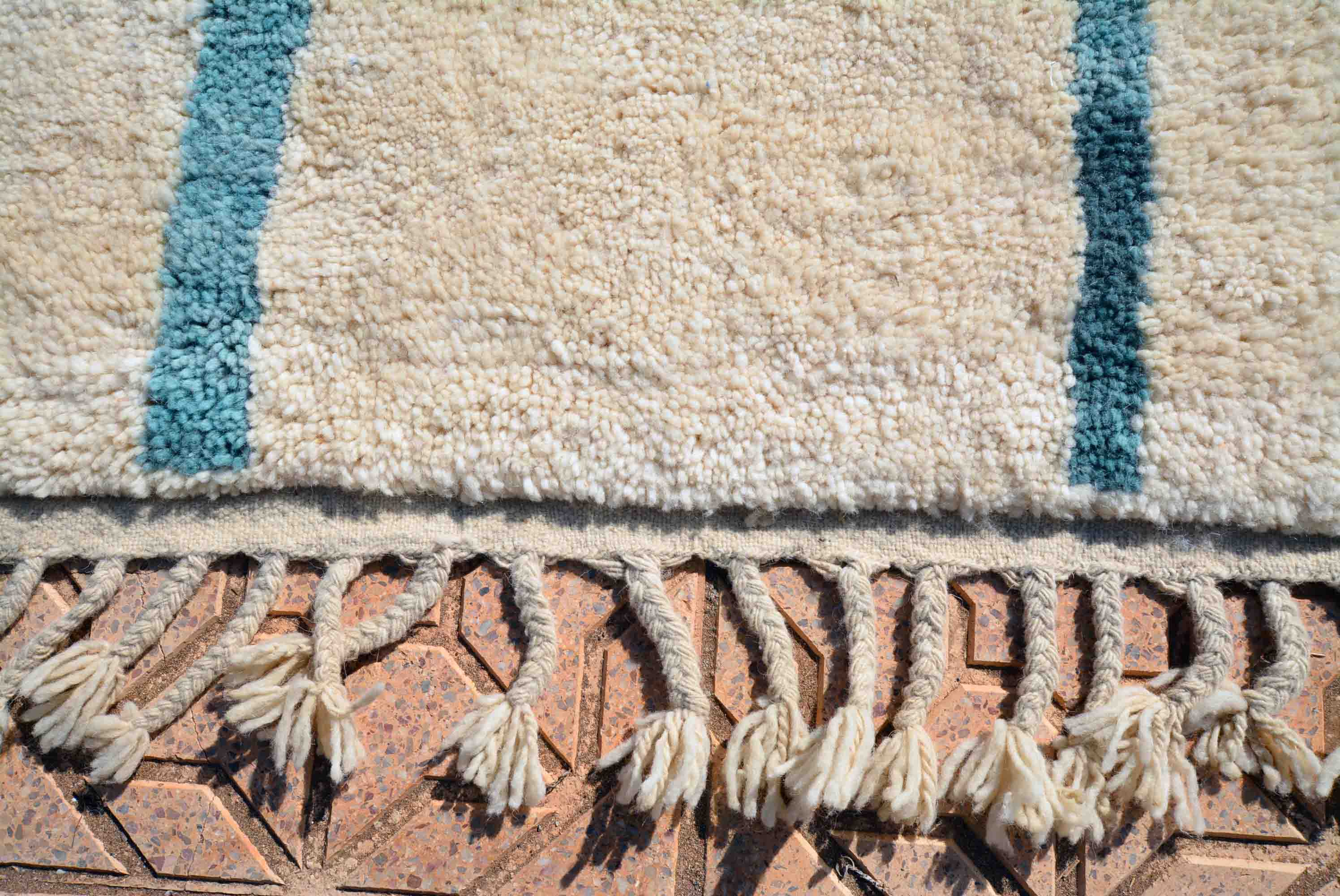 Farida | Bespoke Teal Staggered Line Azilal Rug - Image 3
