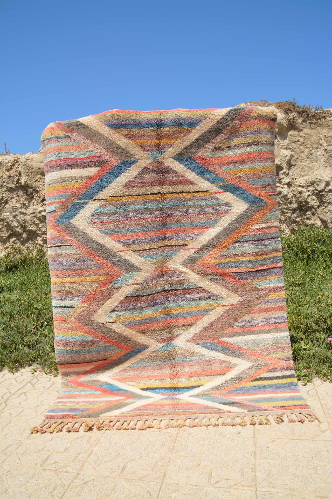 Feel - Custom Bespoke Multicolor Wave Geometric Moroccan Azilal Berber Rug - Image 6