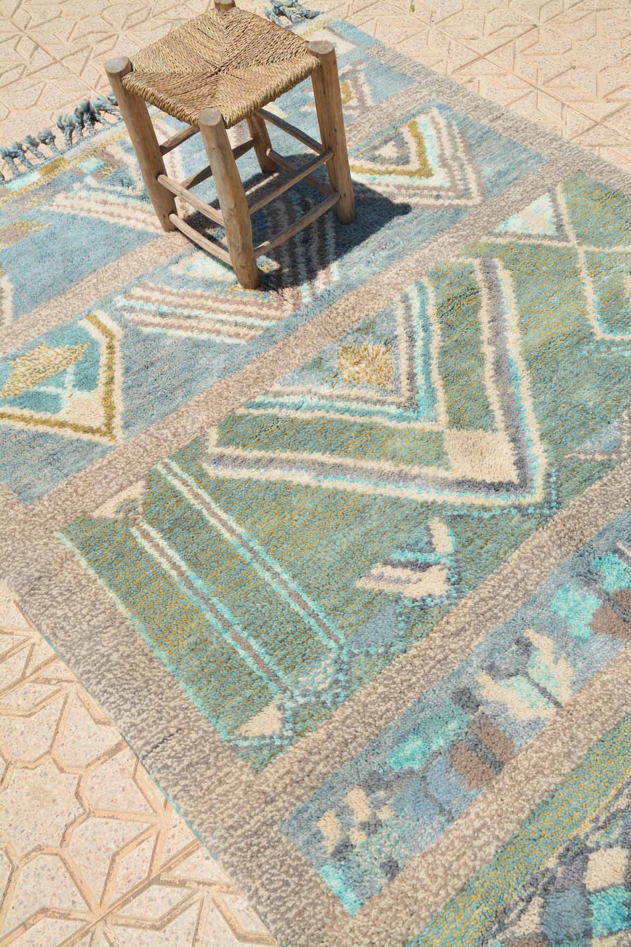Fortitude - Custom Teal & Grey Geometric Mountain Handmade Moroccan Rug - Image 5