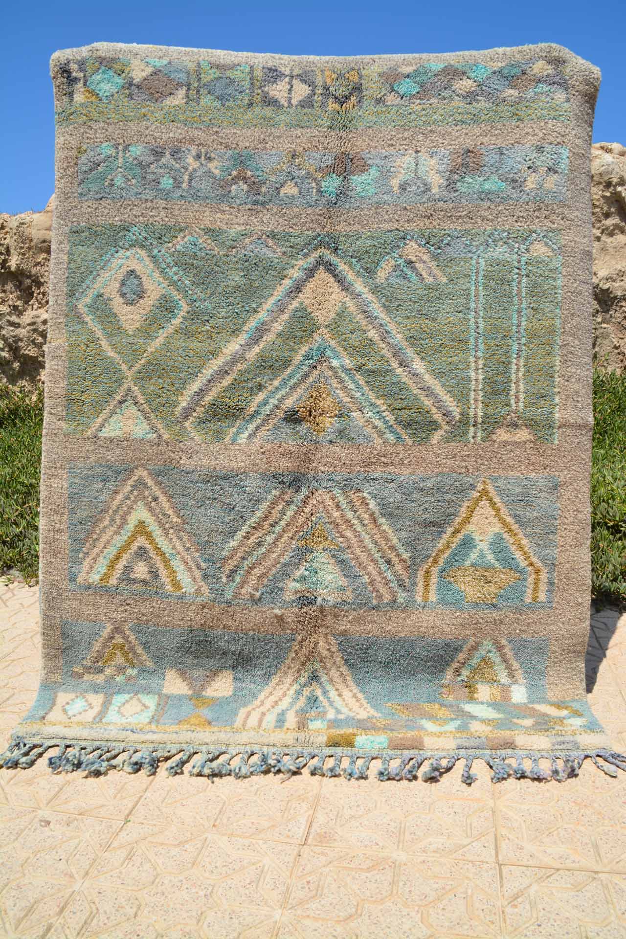 Fortitude - Custom Teal & Grey Geometric Mountain Handmade Moroccan Rug - Image 6