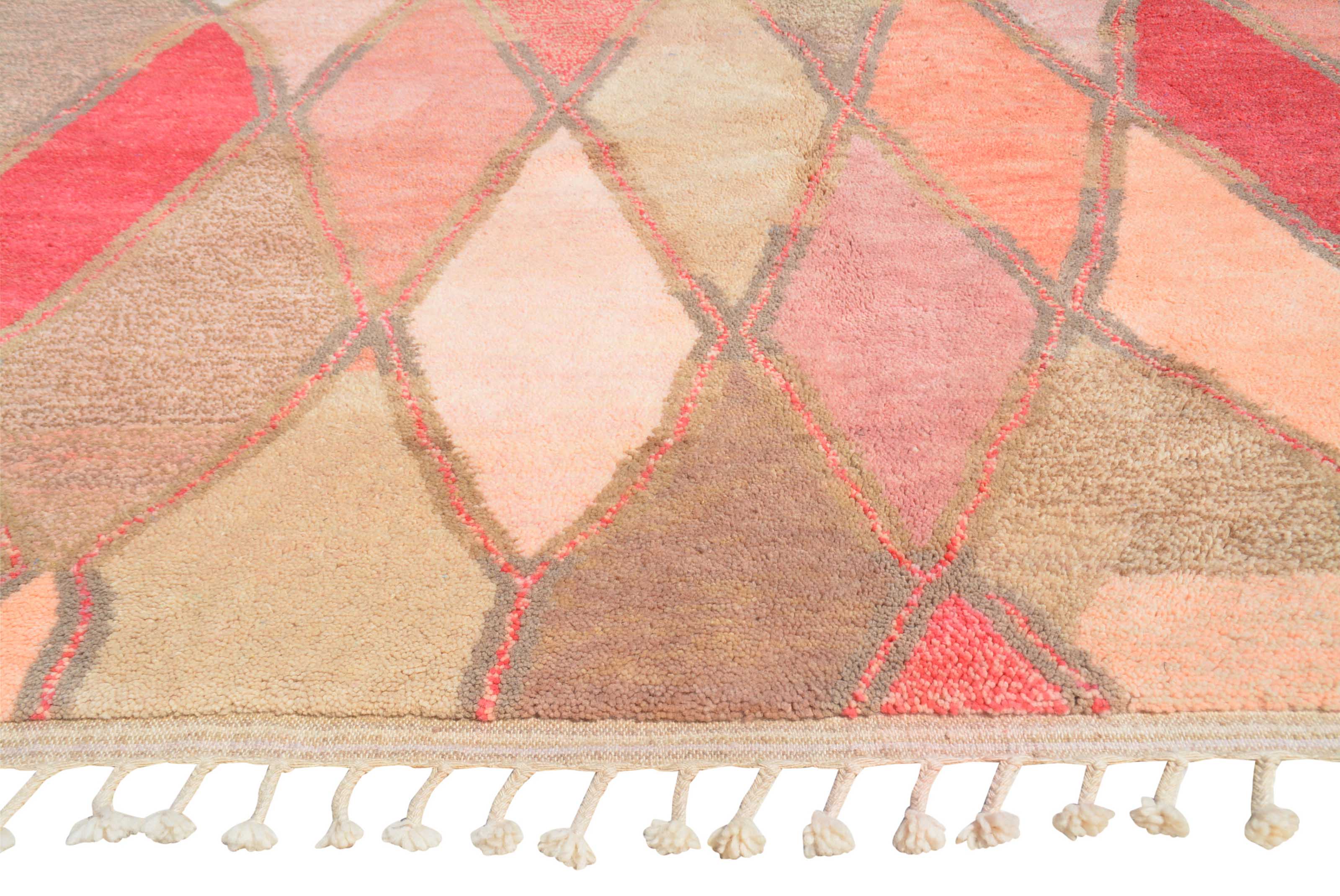 Fusion (8'0" x 10'0") - Red & Pink Geometric Boujaad Rug - Hand-Dyed Wool - Image 4
