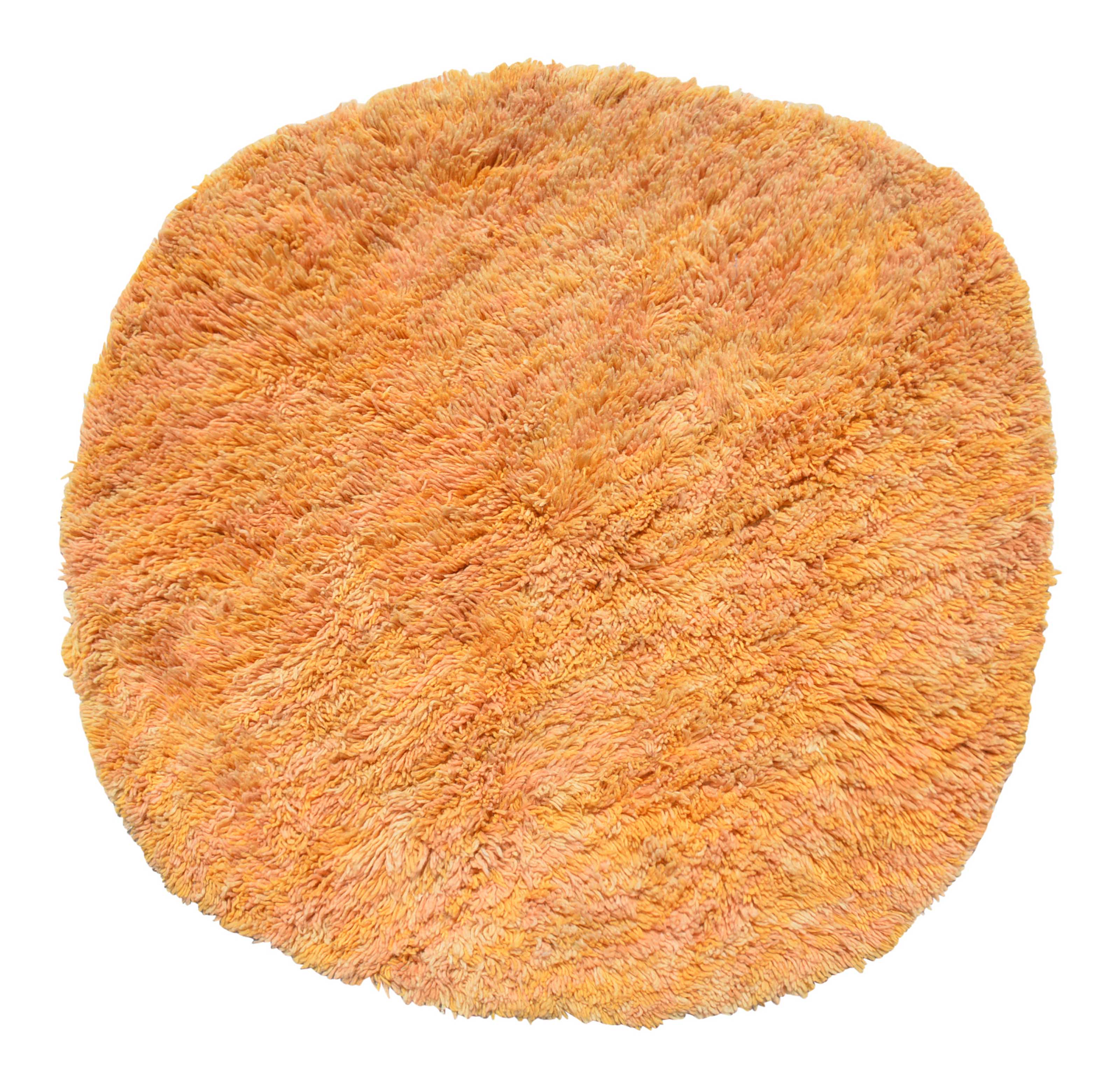Gleam (5'8" Round) - Radiant Golden Boujaad Rug - Hand-Dyed Wool