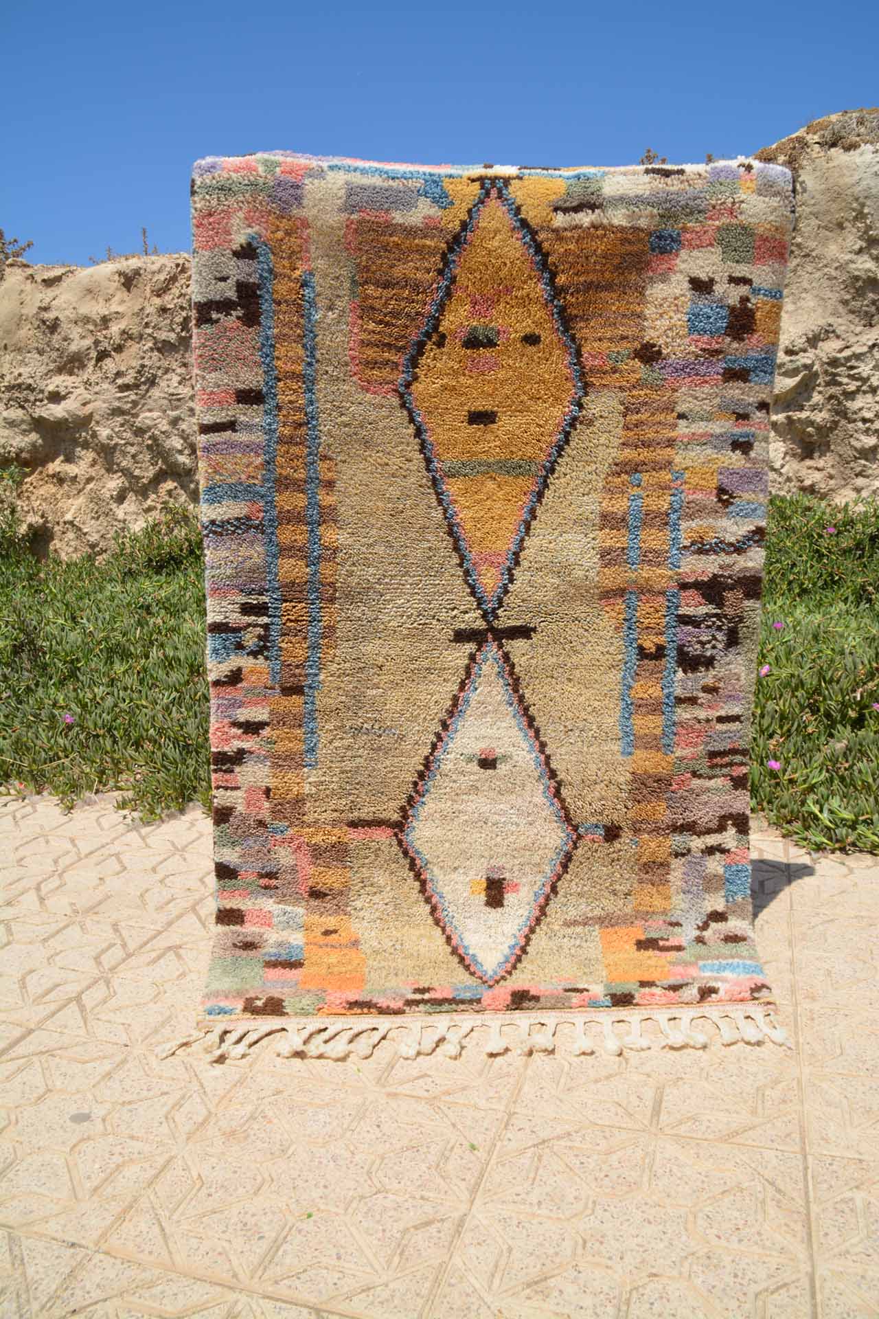 Glow - Custom Abstract Multicolor Diamond Handmade Moroccan Rug - Image 6