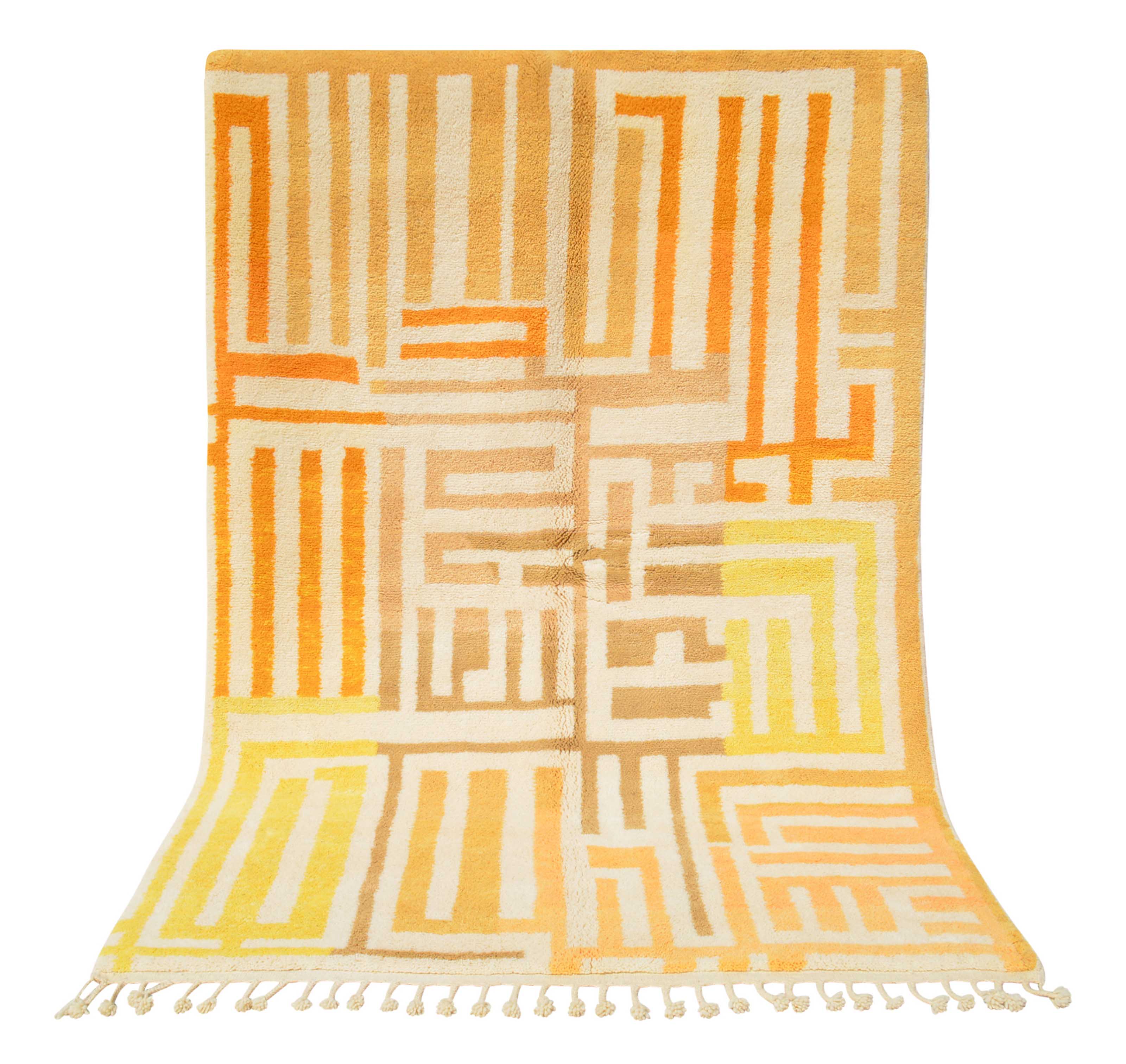 Harvest Light (6'2" x 9'0") - Abstract Yellow & Gold Geometric Maze Azilal Rug - Image 5