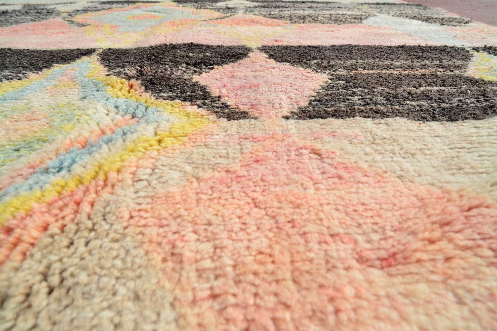 Healer (5'4" x 7'4") - Vibrant Pink & Yellow Geometric Tribal Moroccan Rug - Image 2