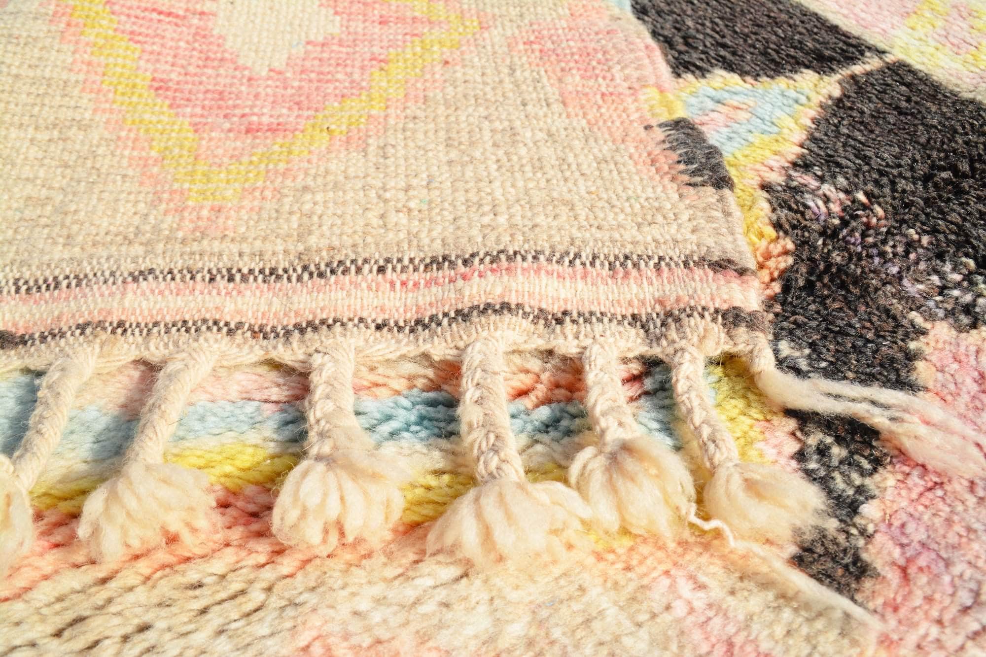 Healer (5'4" x 7'4") - Vibrant Pink & Yellow Geometric Tribal Moroccan Rug - Image 4