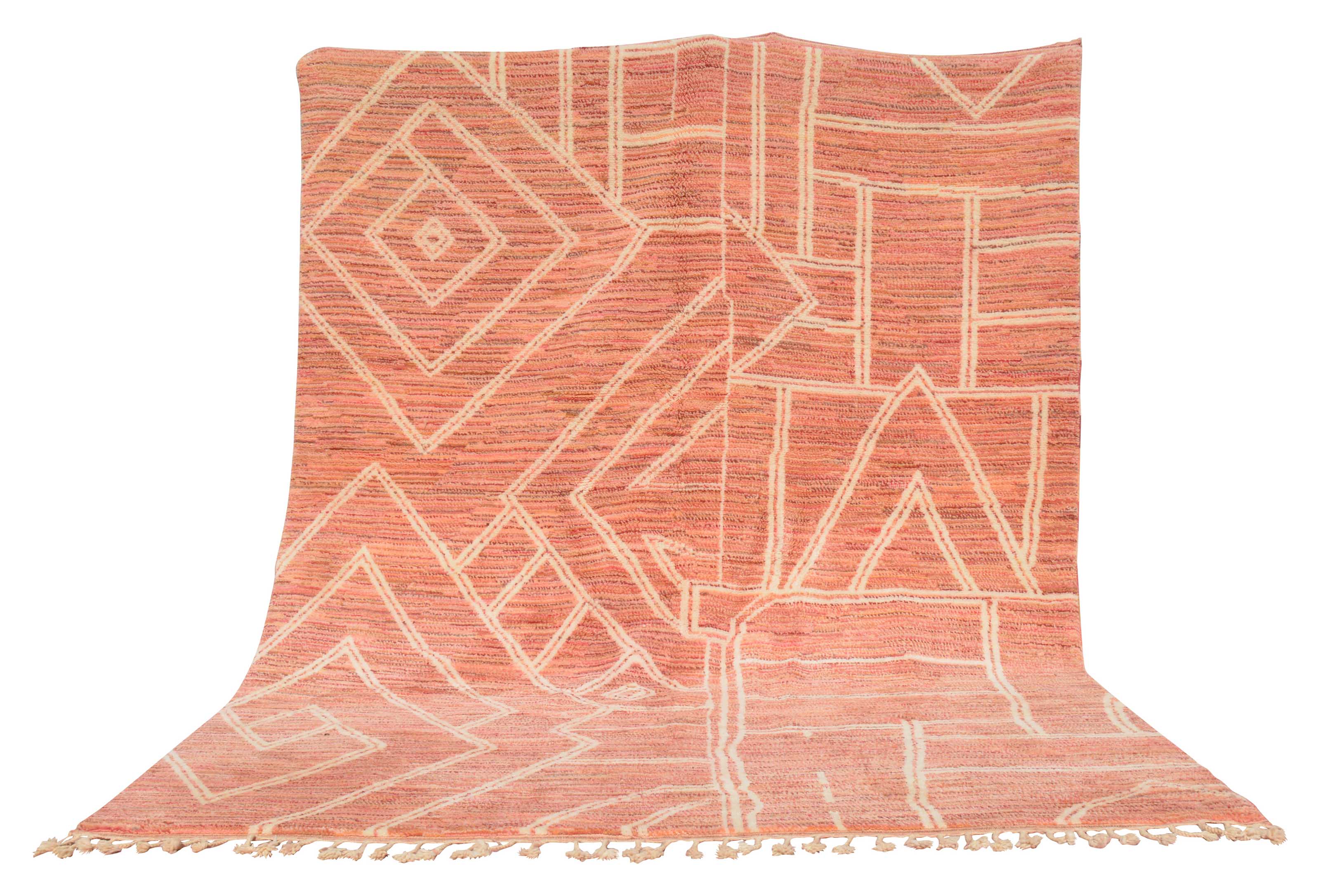 Kuba Rose | Bespoke Pink & White Kuba-Inspired Azilal Rug - Image 5