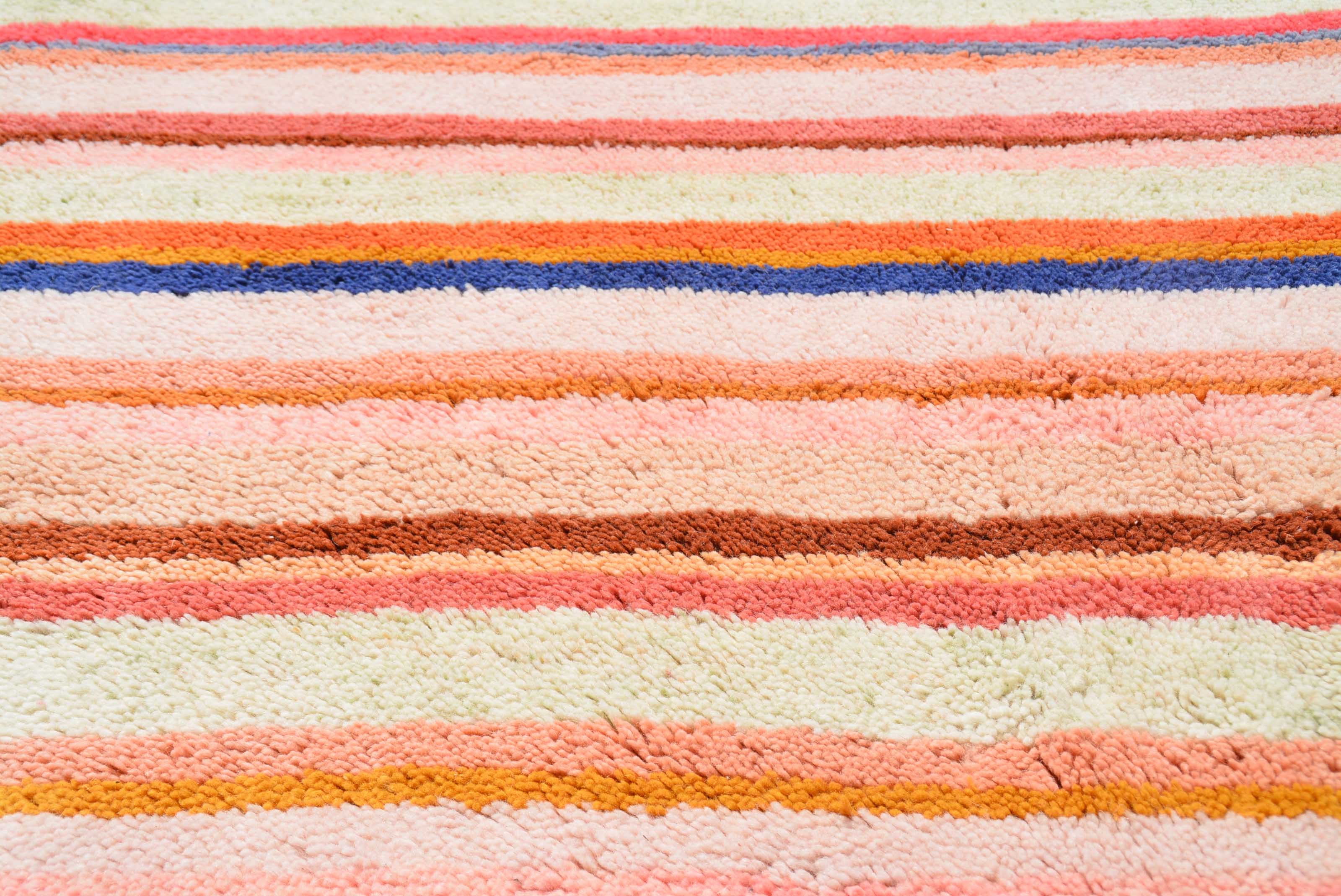 Layers (4'4" x 5'10") - Abstract Multicolor Horizontal Stripe Berber Rug - Image 2