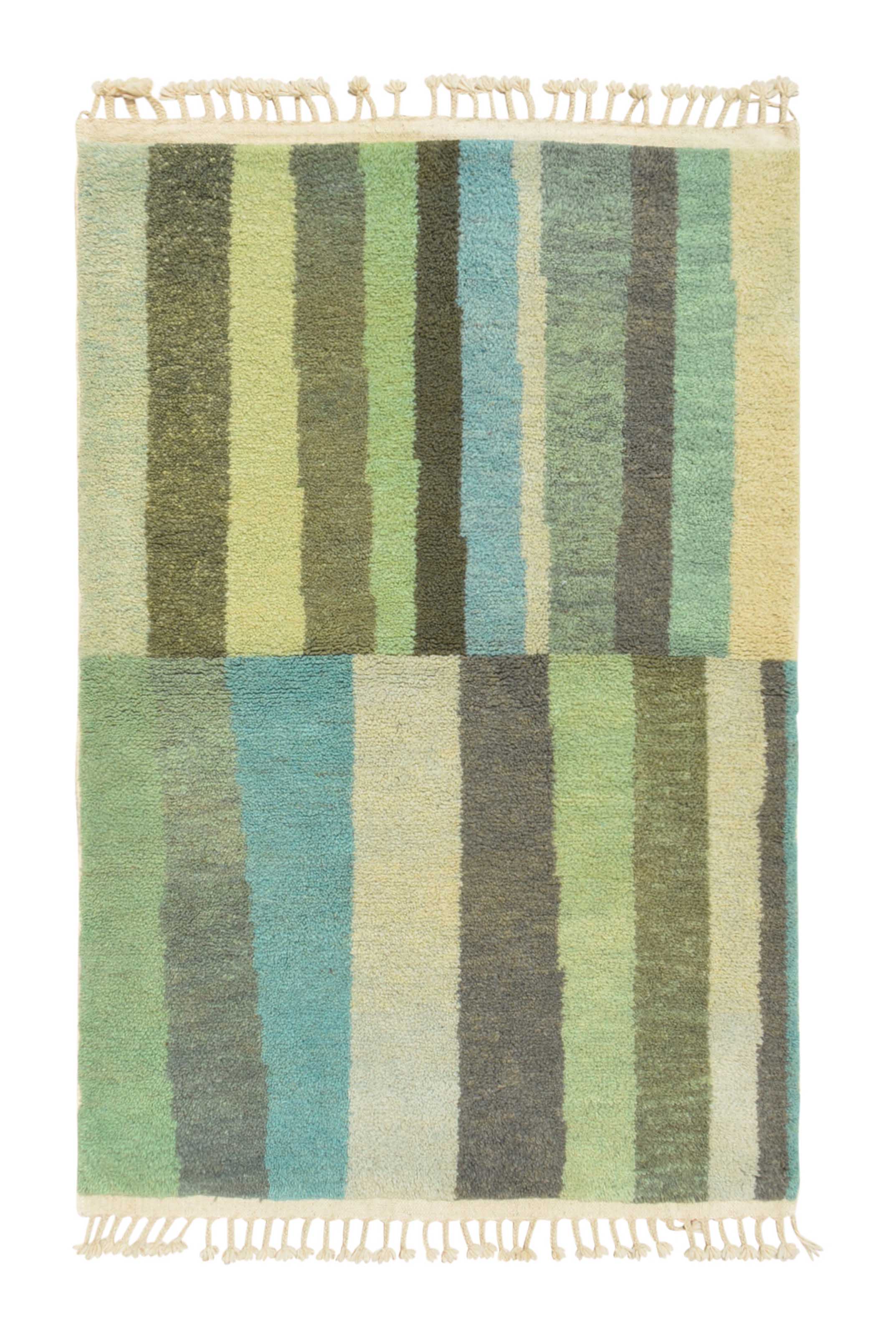 Lush Green (4'0" x 6'0") - Green & Teal Vertical Stripe Color Block Rug