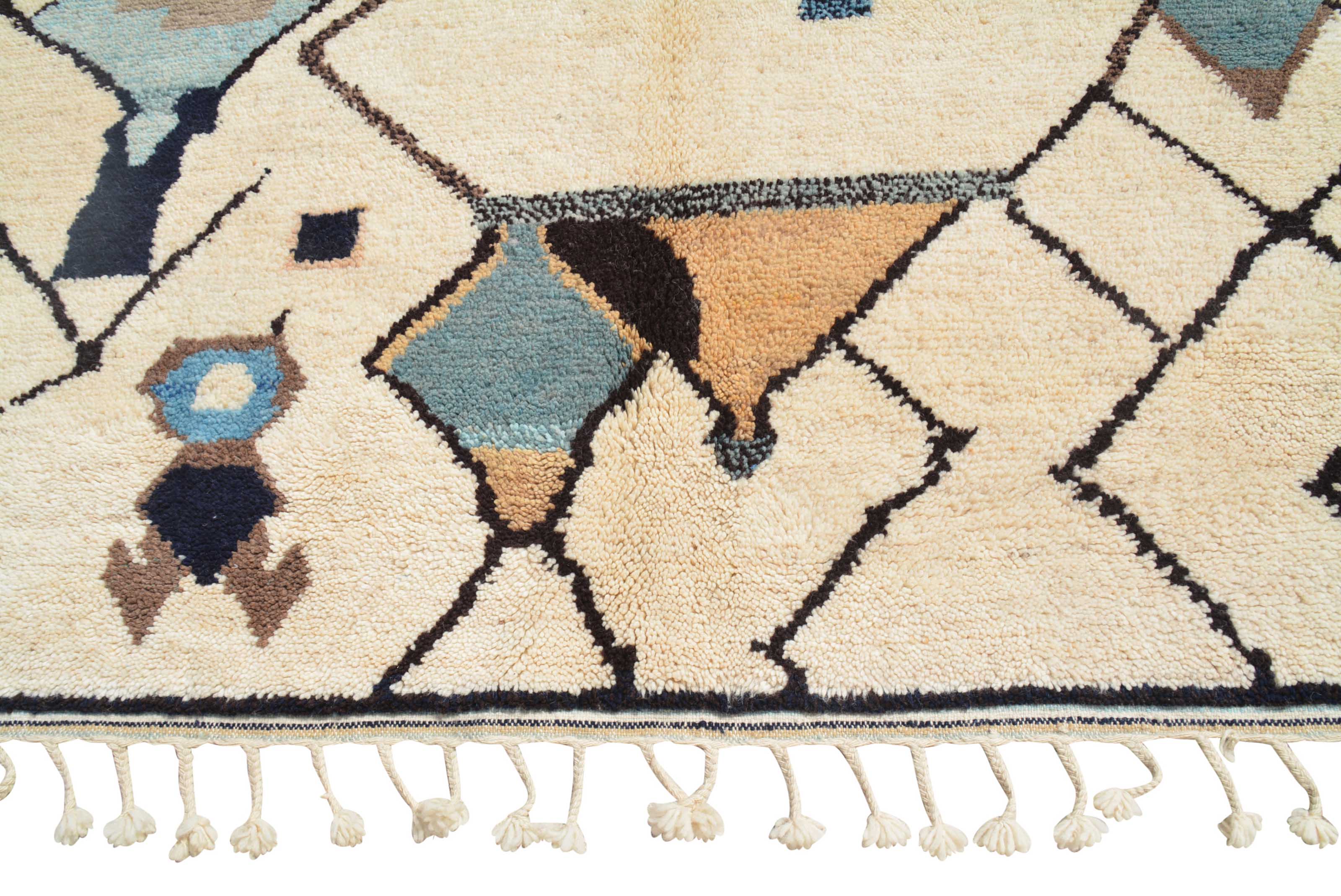 Merchant | Bespoke Tan & Blue Geometric Azilal Rug - Image 3