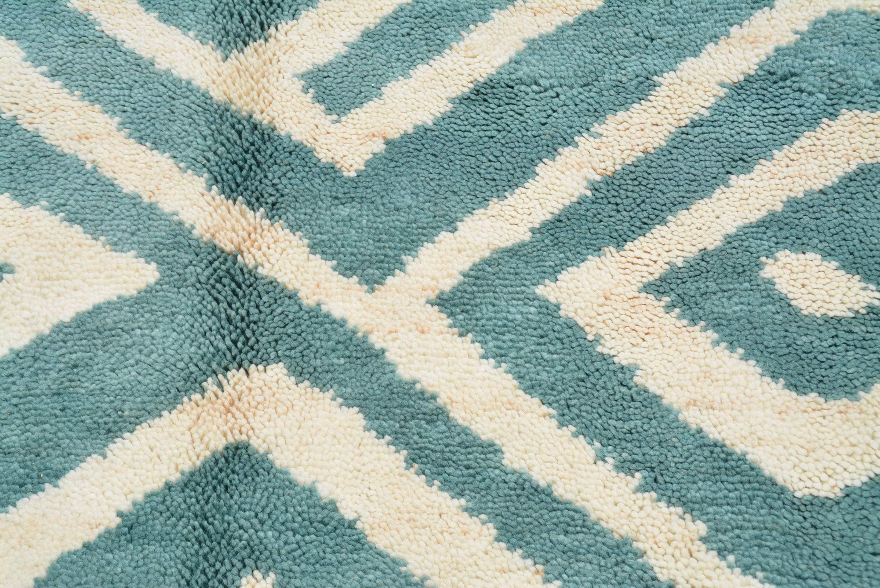 Moroccan Seabreeze (6'0" x 9'4") - Teal & Cream Spiral Diamond Geometric Azilal Rug - Image 2