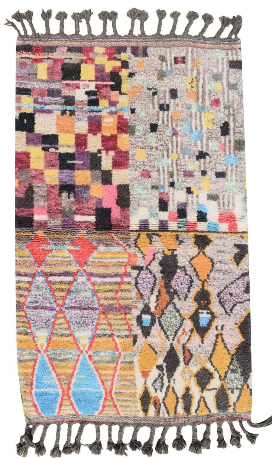 Patch Work (3'2" x 5'2") - Vibrant Quadrant Abstract Azilal Rug