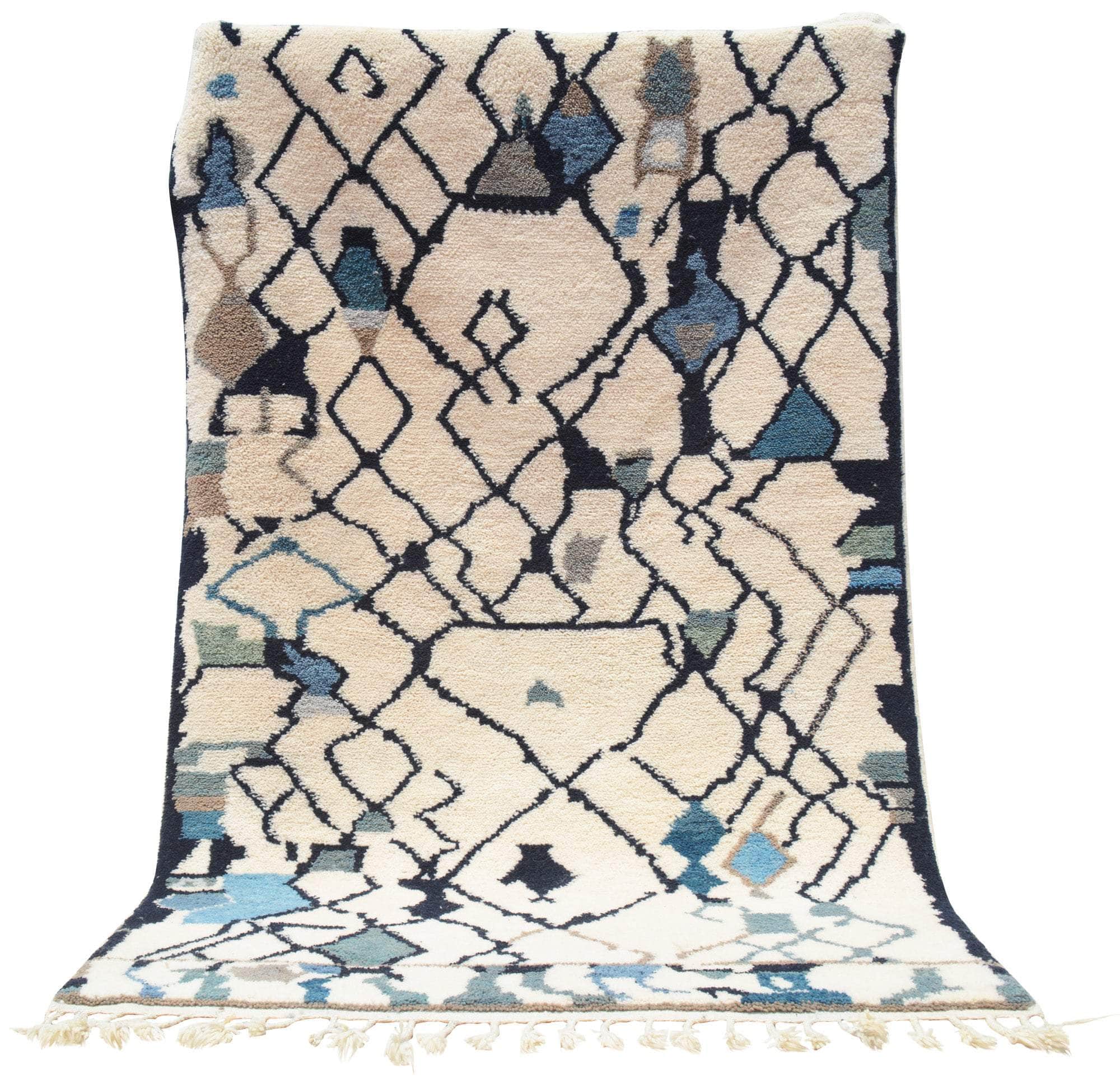 Pompeii (5'1" x 7'10") - Broken Traditional Navy Berber Azilal Rug - Image 5