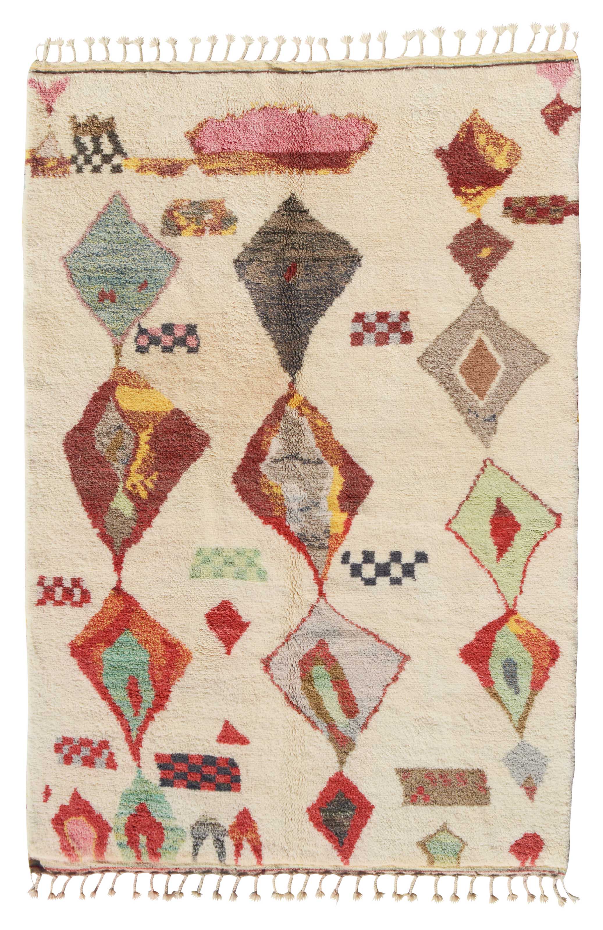 Reason (6'3" x 8'10") - Abstract Multicolor Diamond Pendant Azilal Rug