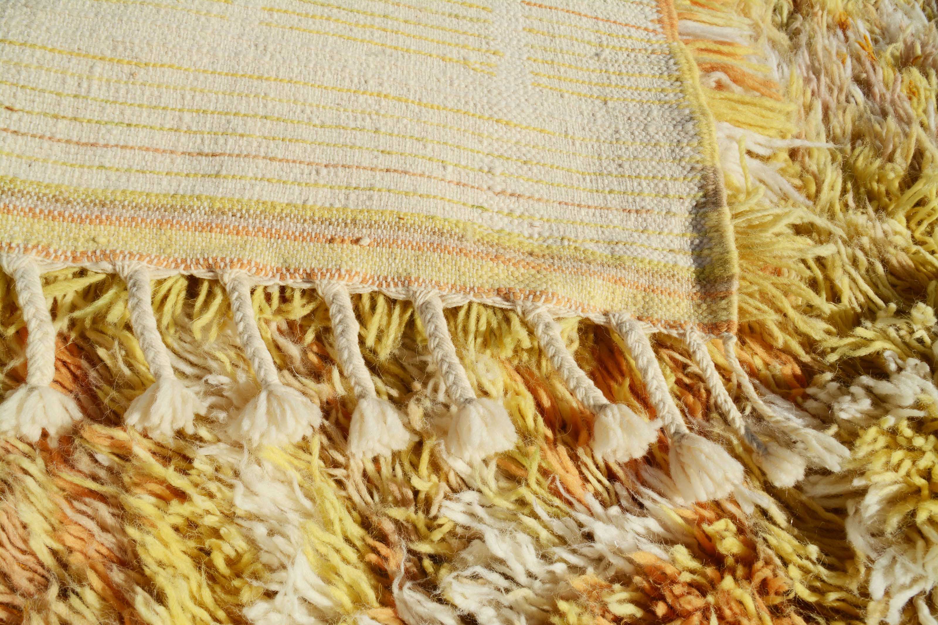 Sunkissed (5'9" x 8'6") - Abstract Yellow & Gold Ultra Shag Berber Rug - Image 4