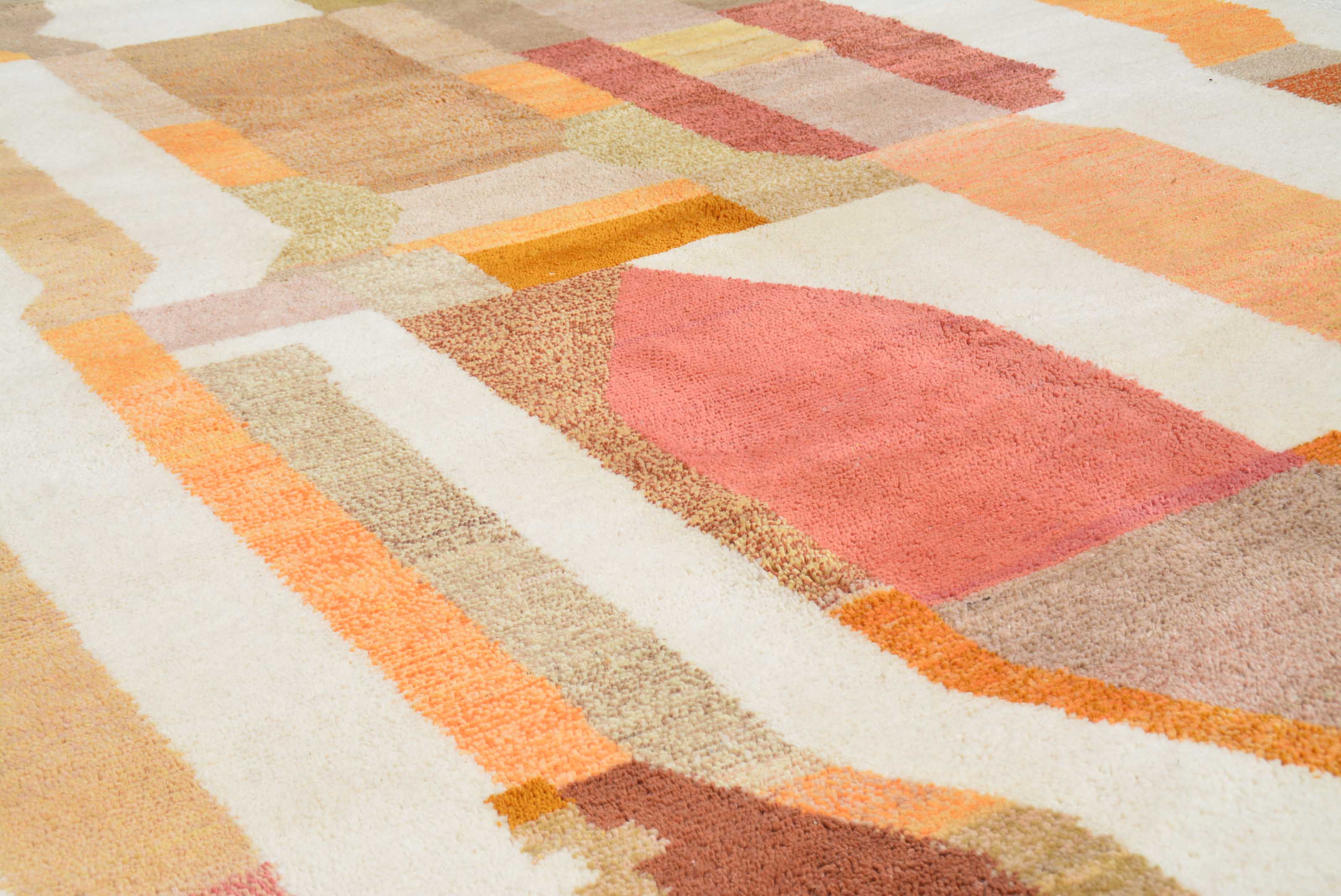 Sunset Geometry (8'0" x 10'2") - Abstract Orange & Pink Boujaad Rug - Hand-Dyed Wool - Image 3