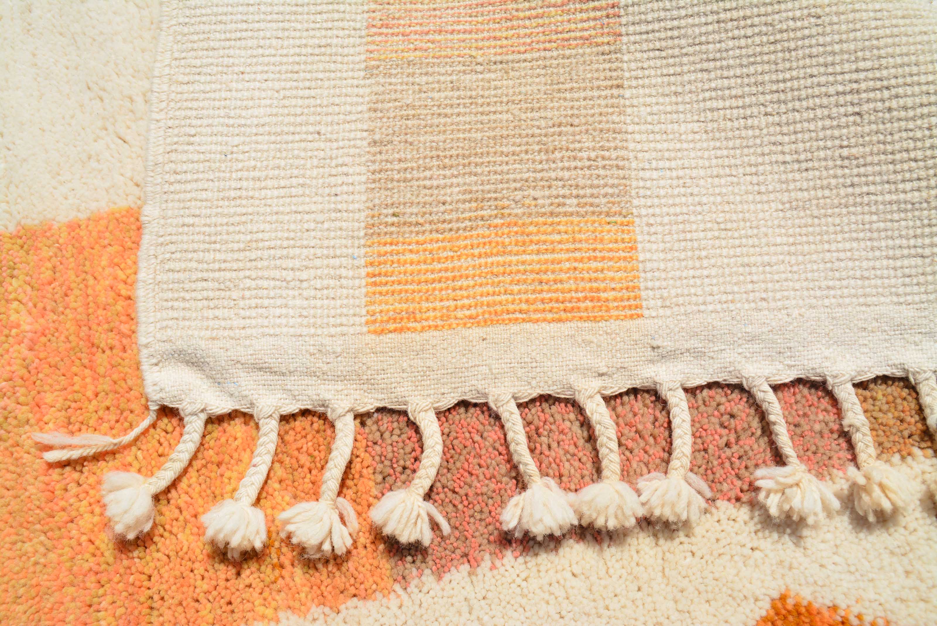 Sunset Geometry (8'0" x 10'2") - Abstract Orange & Pink Boujaad Rug - Hand-Dyed Wool - Image 4