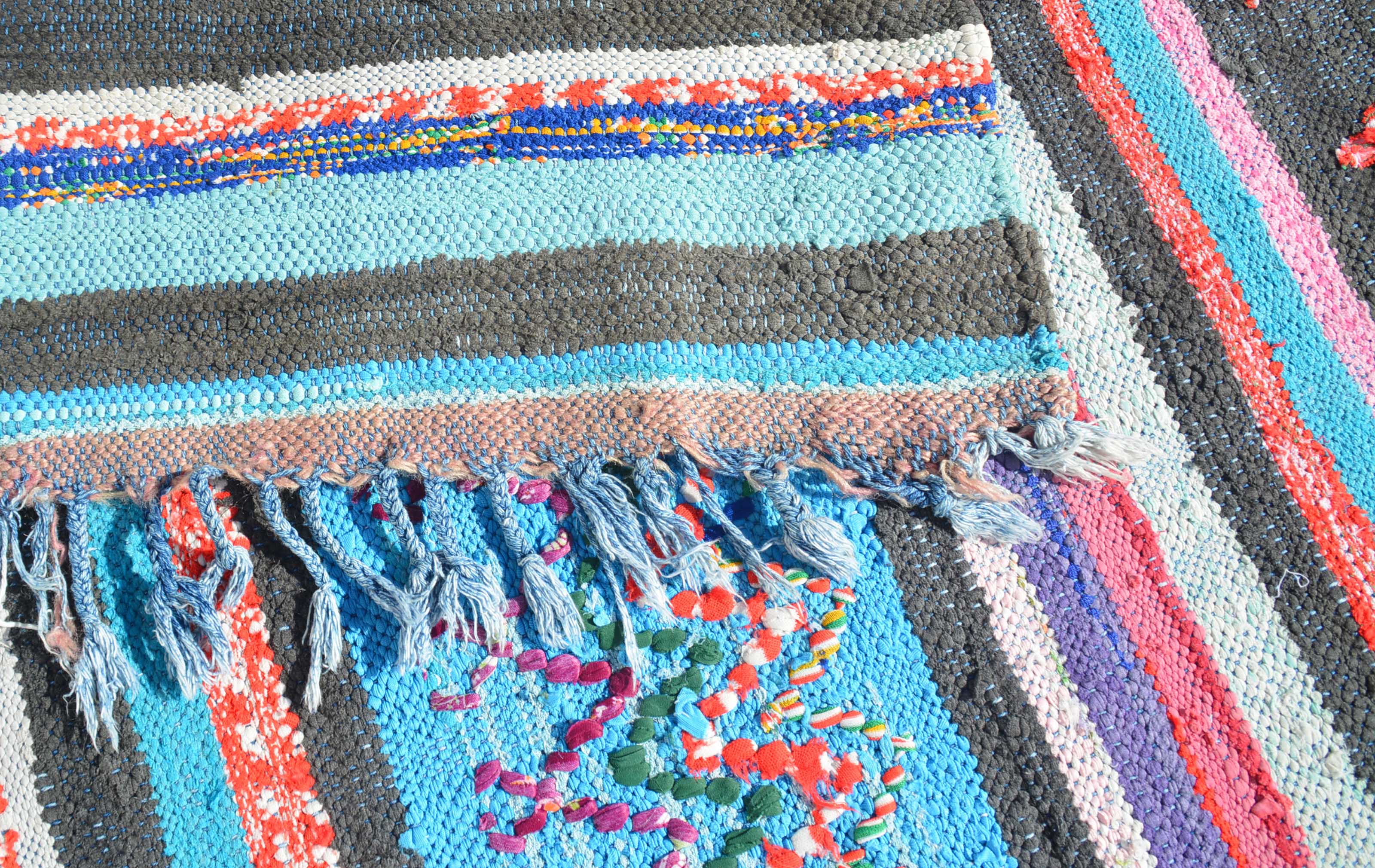 Timeless Texture (4'6" x 5'8") – Woven Heritage Vintage Cotton Kilim Rug - Image 4