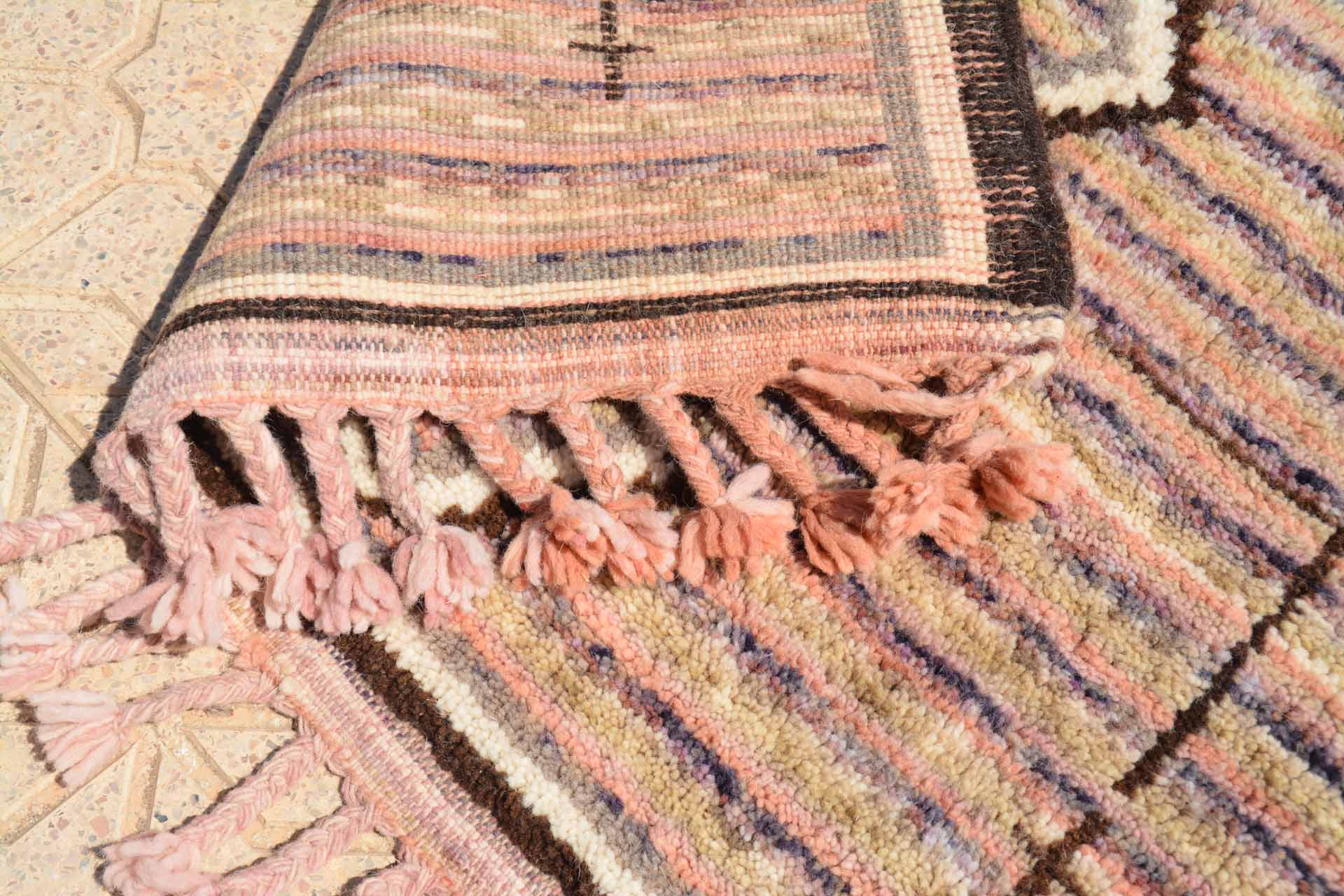 Tribal Vibe (4' x 5'8") - Vintage Reimagined Pink & Orange Azilal Rug - Image 4