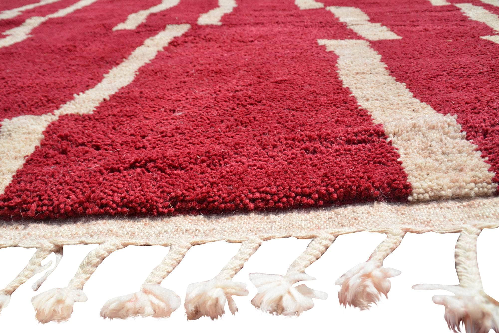 Trills (8'0" x 10'4") - Bold Deep Red Abstract Berber Rug - Image 3