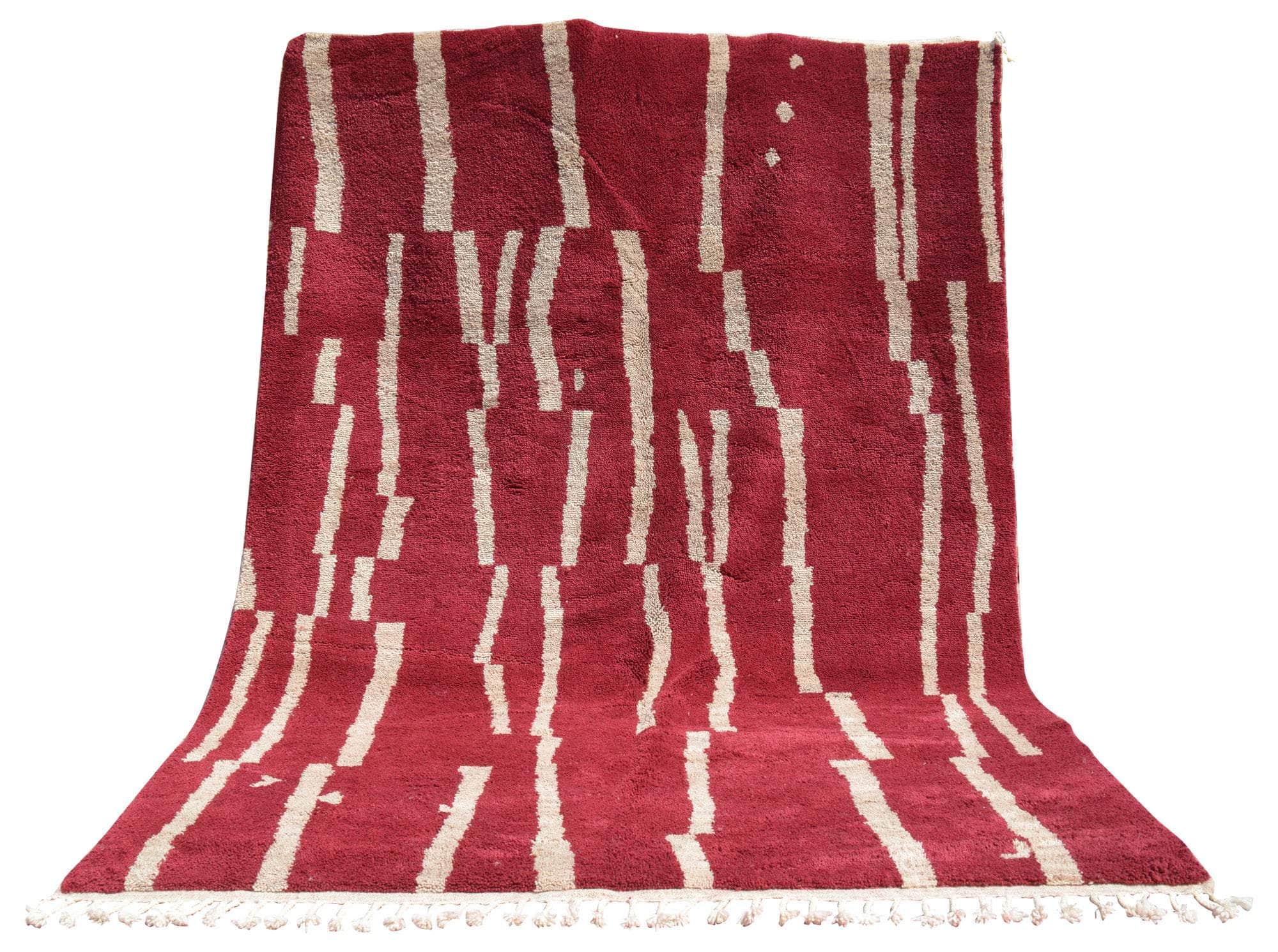 Trills (8'0" x 10'4") - Bold Deep Red Abstract Berber Rug - Image 5