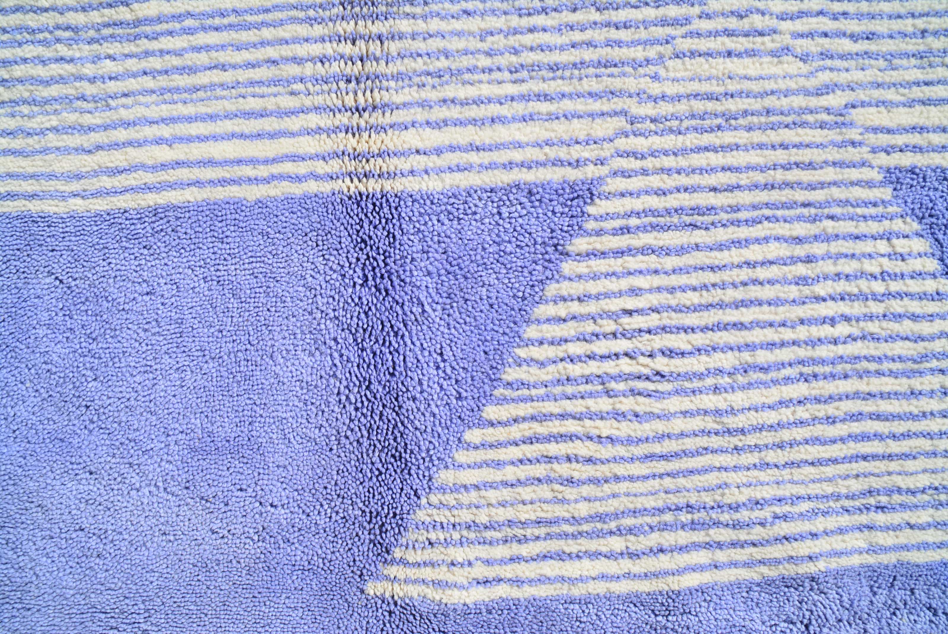 Twins (8'0" x 10'6") - Abstract Lavender & White Geometric Pyramid Azilal Rug - Image 2