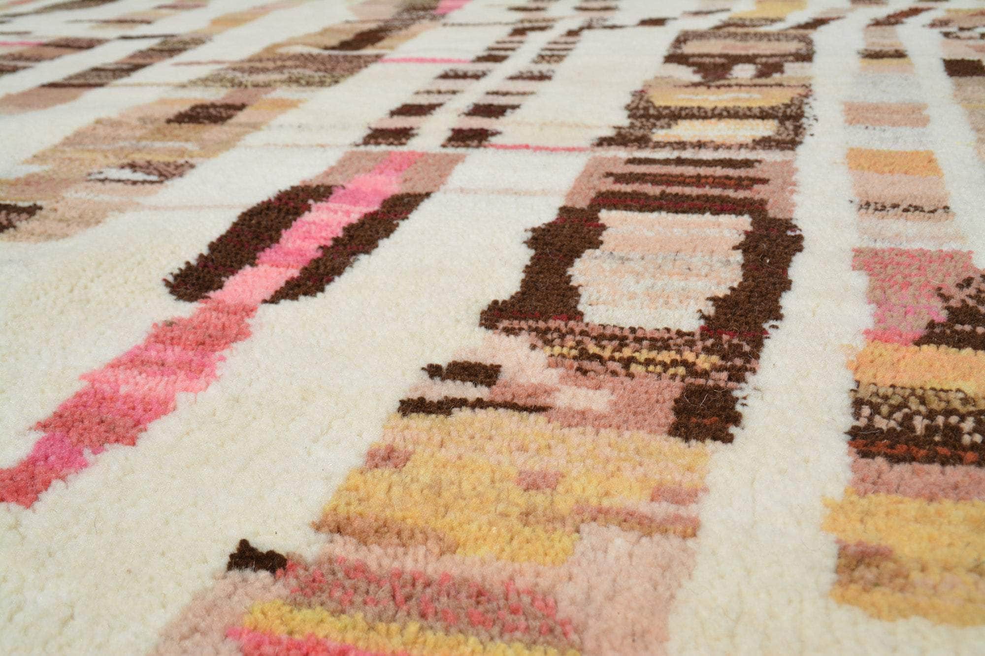 Unbound (6'0" x 9'0") - Abstract Rose Pink & Chocolate Brown Striped Rug - Image 2