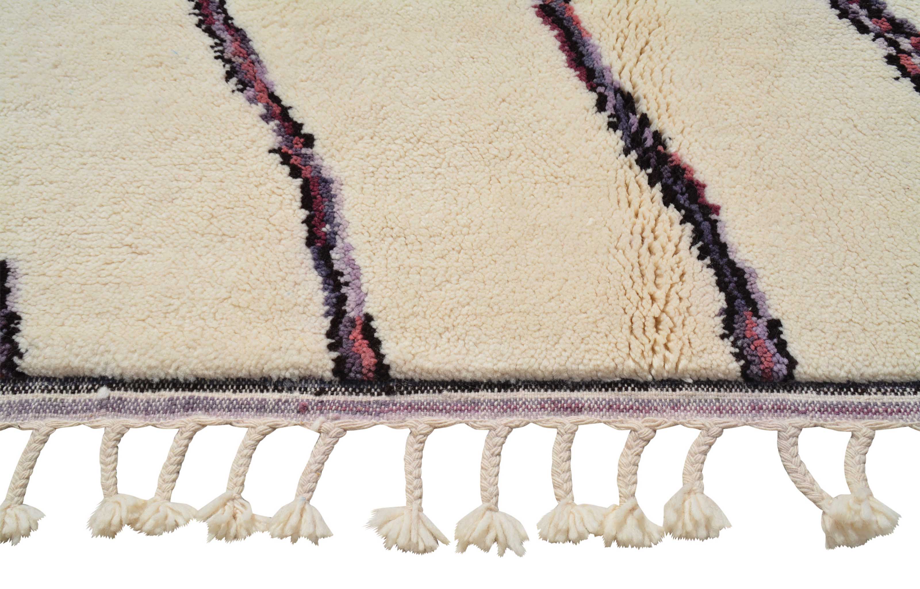 Valleys (6'0" x 9'0") - Abstract Purple Wavy Line & Zig-Zag Azilal Rug - Image 3