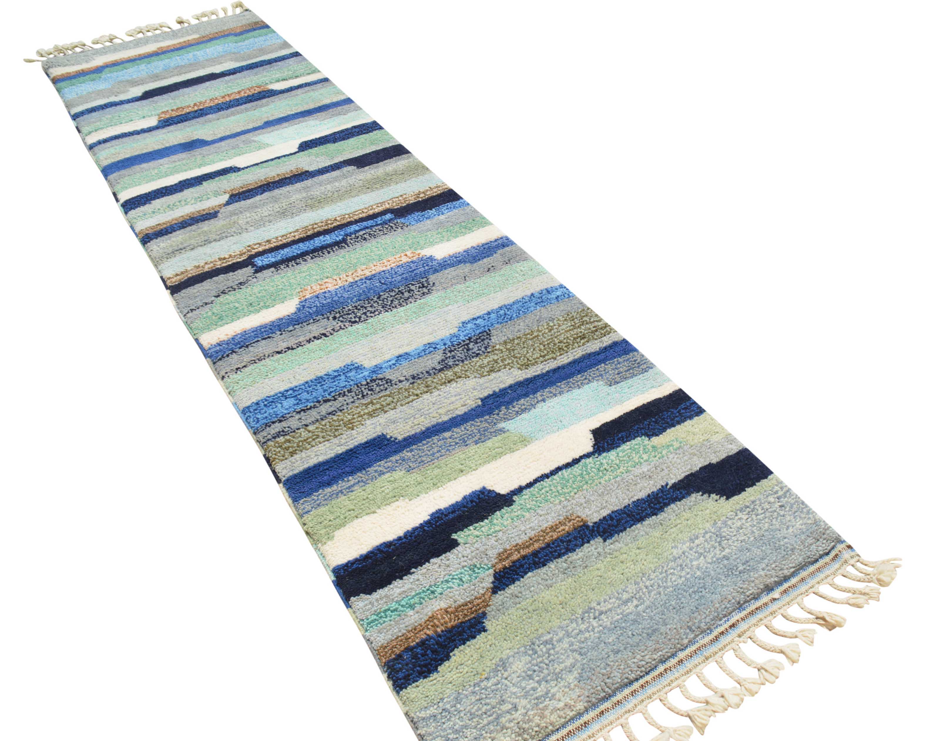 Wave (2'6" x 9'6") - Modern Coastal Berber Runner - Hand-Knotted Wool - Image 2