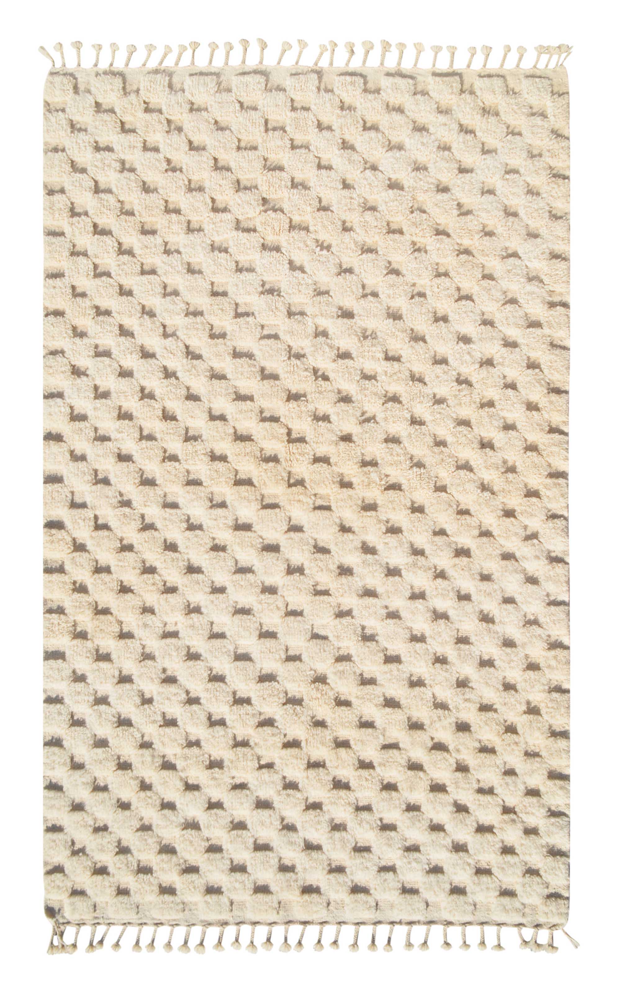 Winter Whispers (6'0" x 9'2") - Textured White Berber Rug - Hand-Knotted Wool