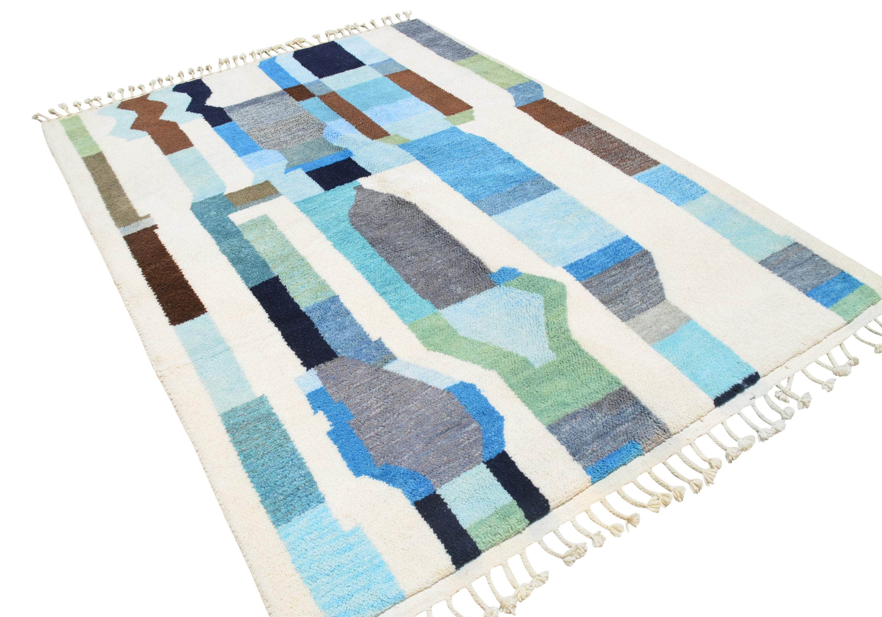 Zange | Bespoke Serene Navy & Teal Abstract Azilal Rug - Image 4